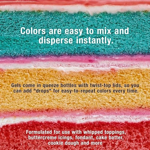 12 Food Color U.S. Cake Supply 2.3-Ounce Liqua-Gel Cake Food Coloring Variety Pack with Color Mixing Wheel - Made in the U.S.A. thumbnail 5