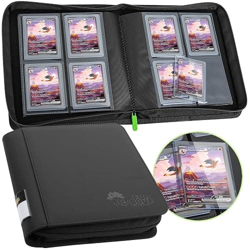 FunGuys Toploader Binder, Trading Card Binder Storage,128 4 Pocket Top Loader Pokemon Binder, Card Collection for Yugioh, MTG, TCG, Card Folders for Trading Cards - Black and Black - Image 1
