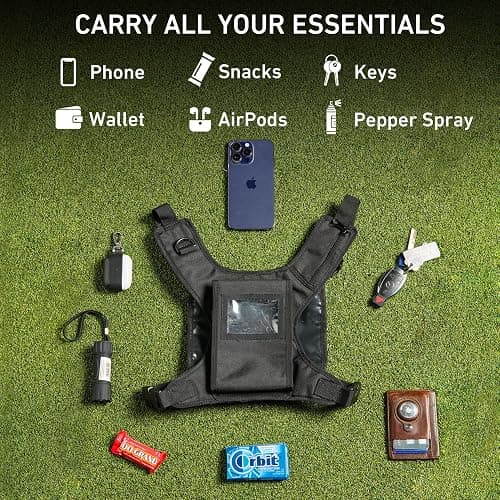 Elite Sports Running Vest w/Phone Holder, Gun Holster for Men/Women, Reflective Lightweight Chest Pack w/Touch Friendly Phone Sleeve, Camera Pocket - Chest Rig for Hiking, Trail, Marathon, Camping thumbnail 6