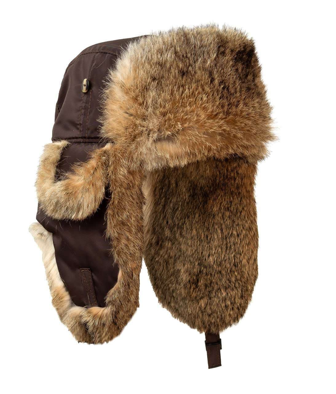 Bomber Chocolate Nylon w/Brown Rabbit Fur 305CHOC - Image 1