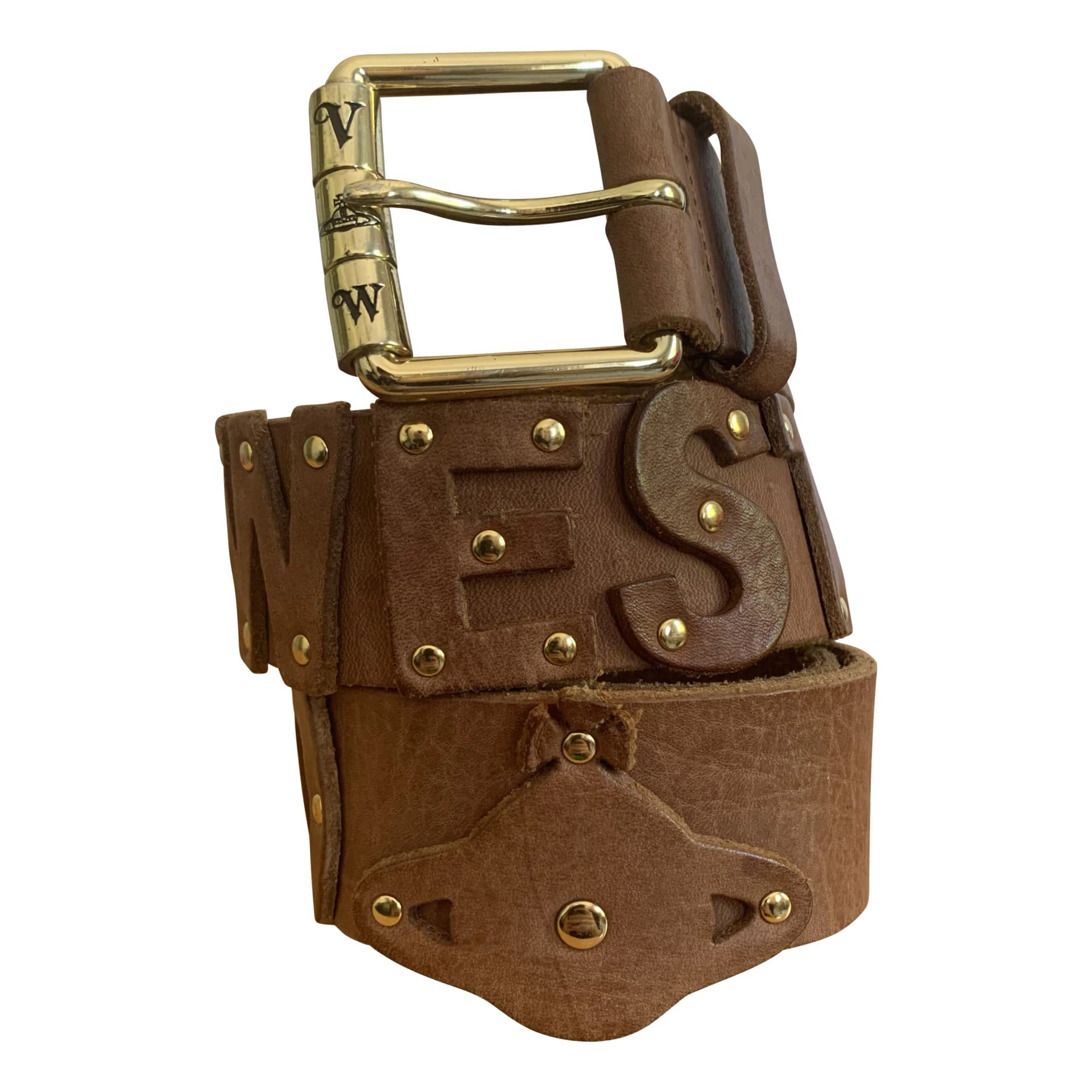 Vivienne Westwood Spellout Orb Logo Leather Belt - Image 1