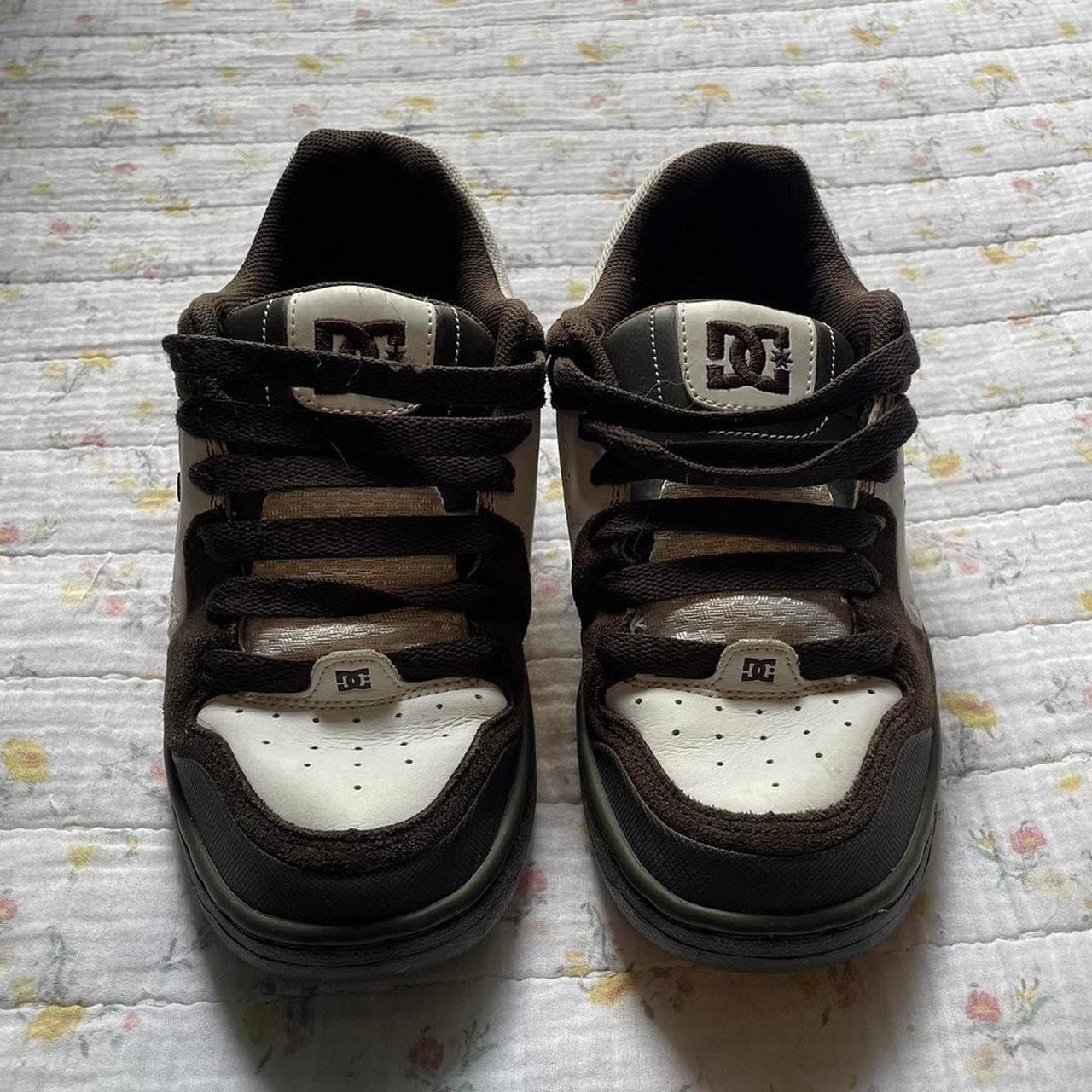 Brown suede and white DC Shoes skateboarding... - Image 1