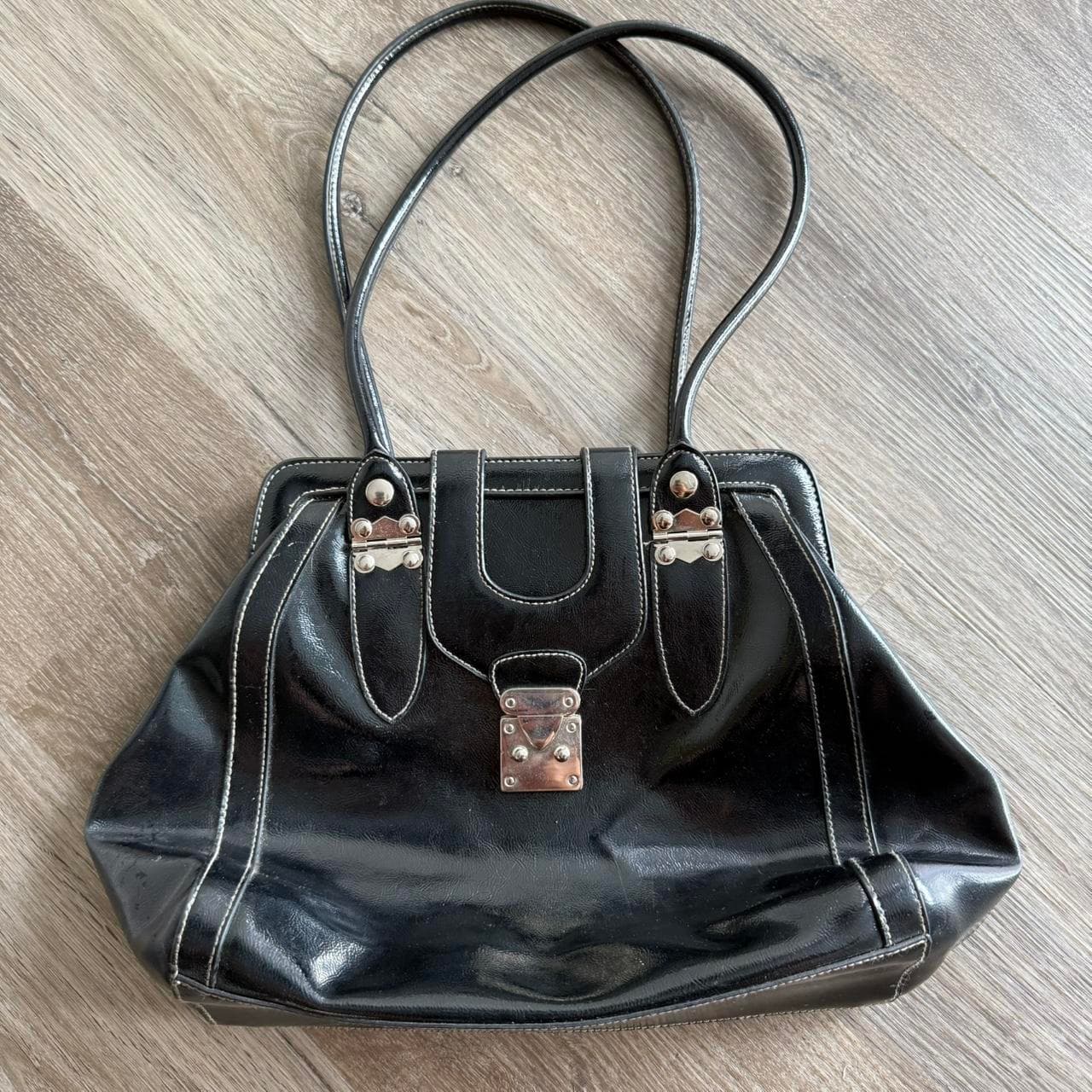 Black vintage Vivienne Westwood style shoulder bag... - Image 1