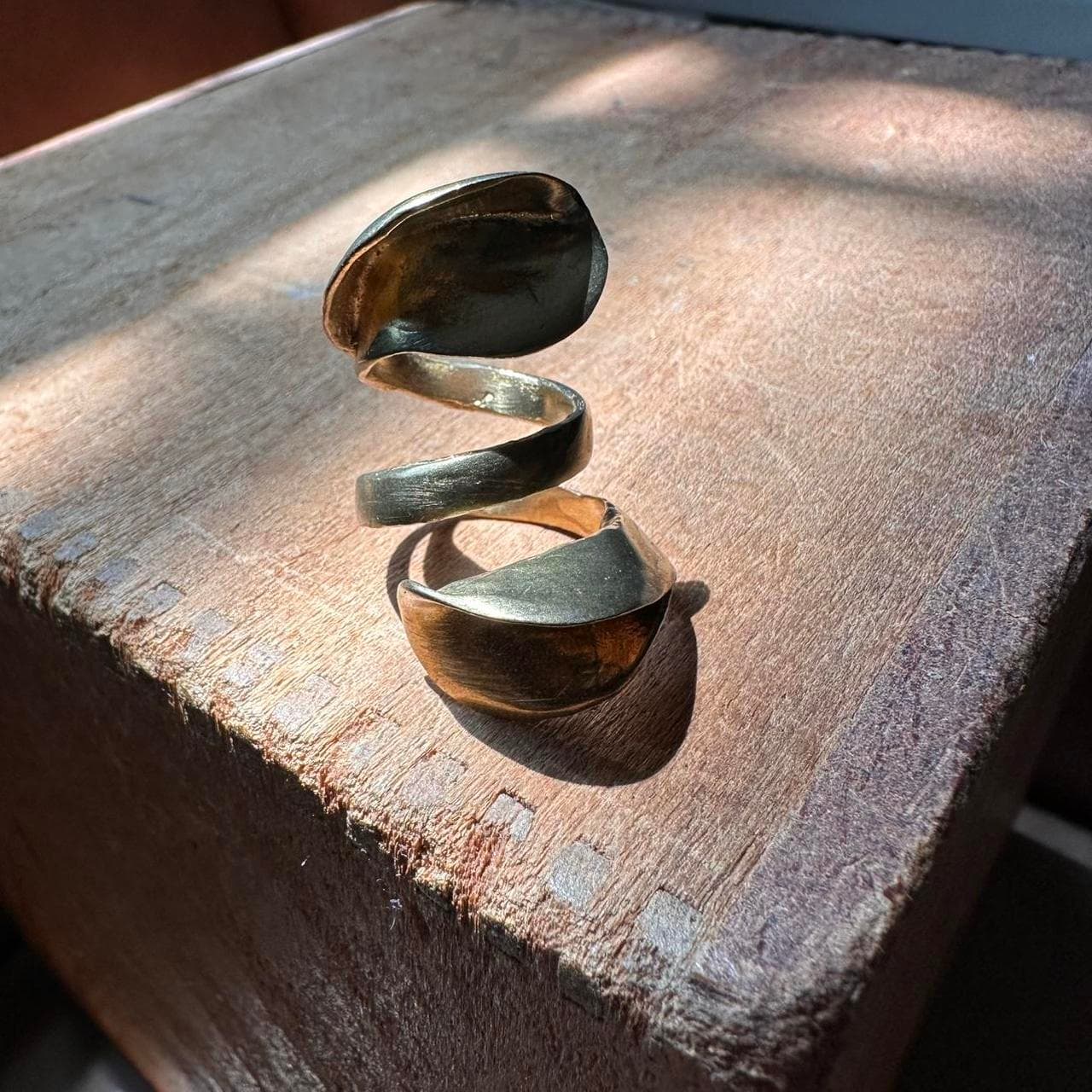 Chunky statement brass wrap adjustable natural... - Image 1