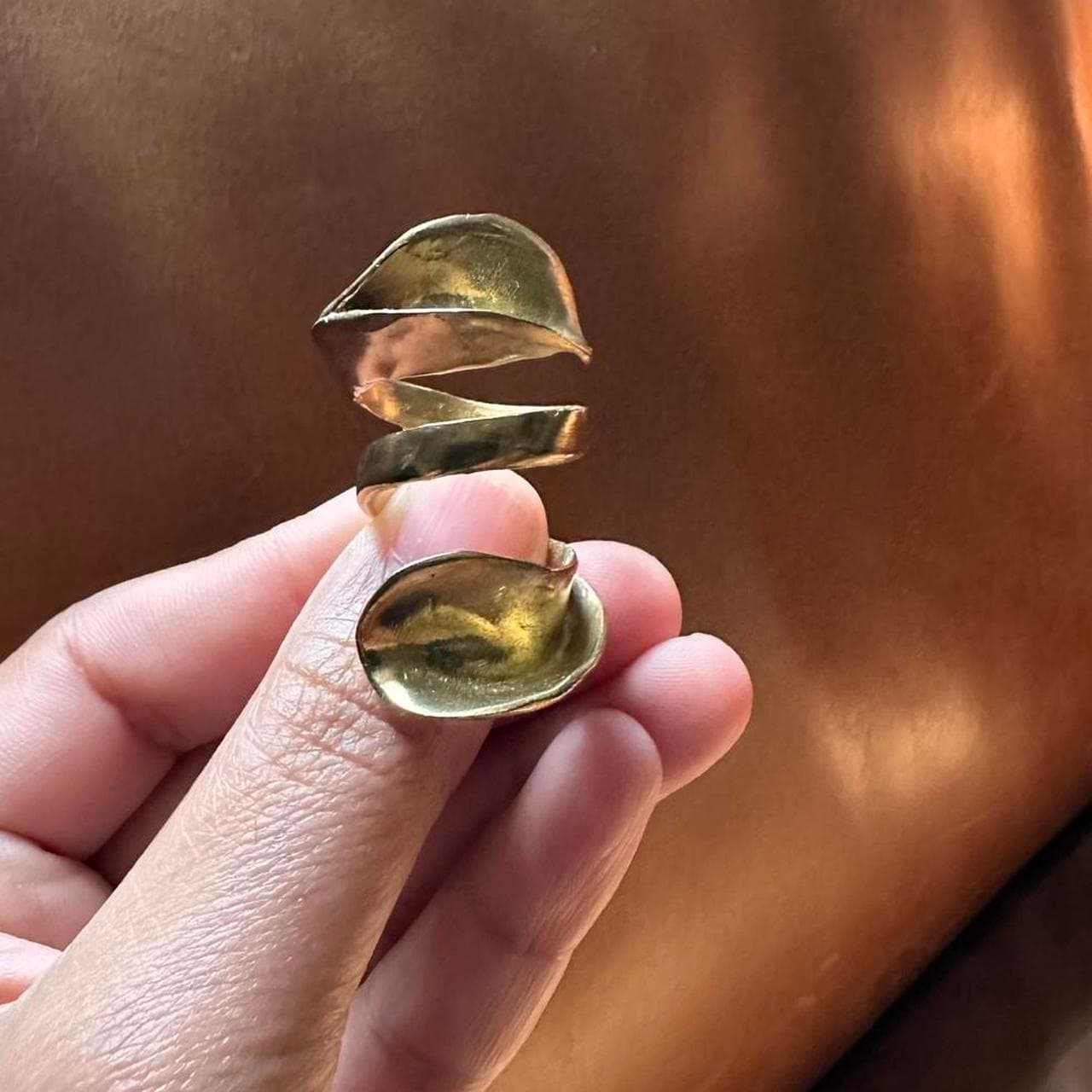 Chunky statement brass wrap adjustable natural... thumbnail 6