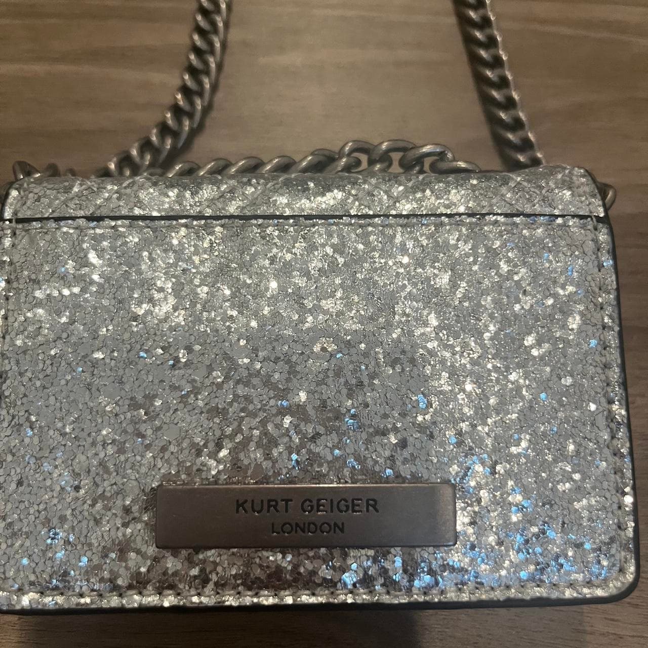 Silver glitter Kurt Geiger London crossbody bag... thumbnail 2