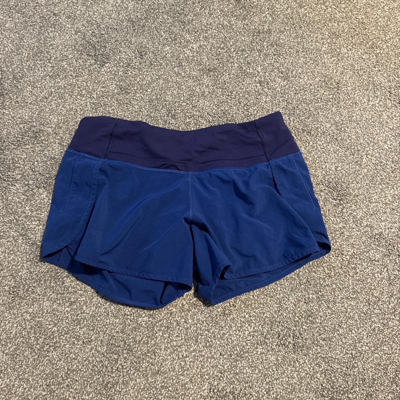 Blue and navy Lululemon sped up shorts. Not sold... - Image 1