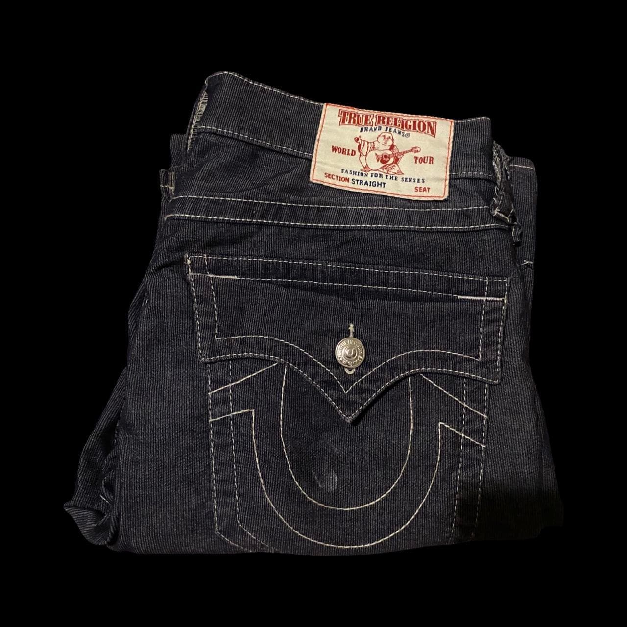 sick purple ish corduroy true religion jeans. back... thumbnail 3