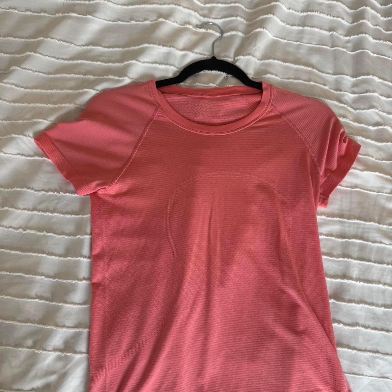 Pinkish orange Lululemon
 swiftly tech. Waist...
