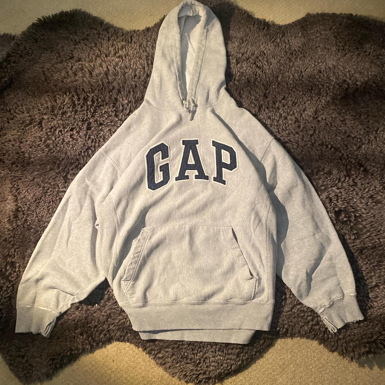 Vintage 90’s distressed heavyweight oversized Grey... - Image 1