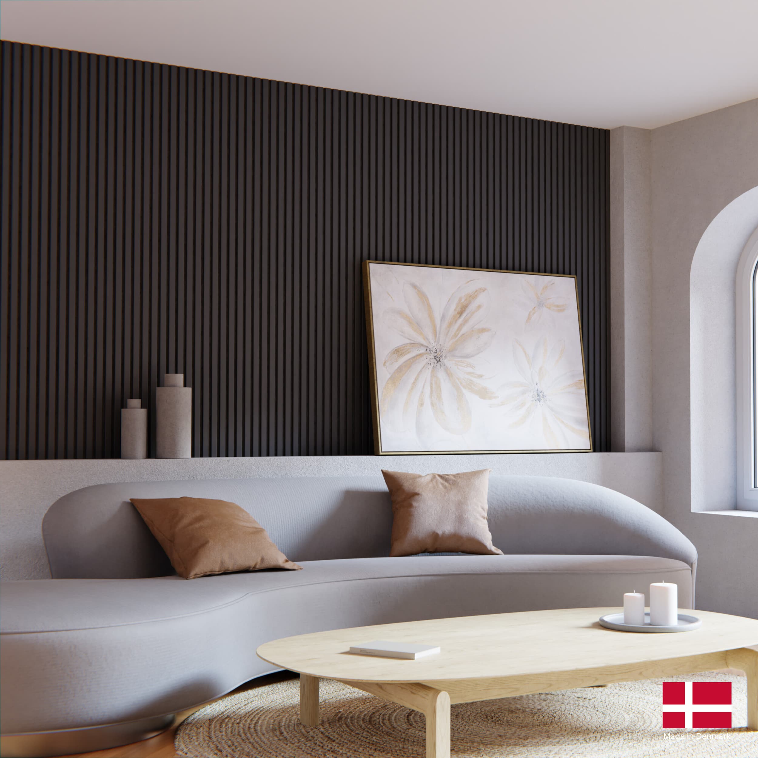2 x Panneaux Acoustiques Décoratifs Muraux en Noir Mat – 240x32 cm | Nordic Acoustics - Image 1