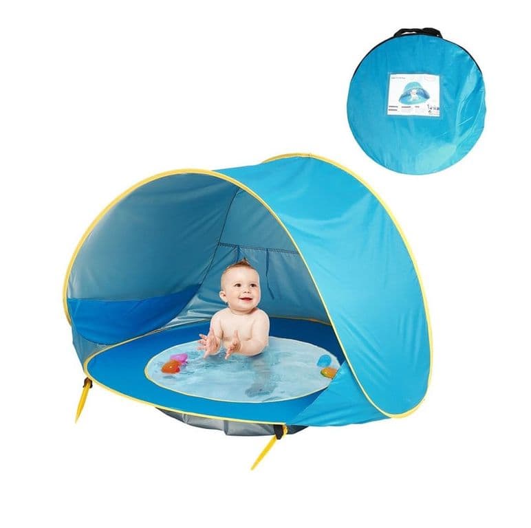 "Tienda Carpa Playa Bebé Piscina 2 En 1 Protección Solar Uv Azul" - Image 1
