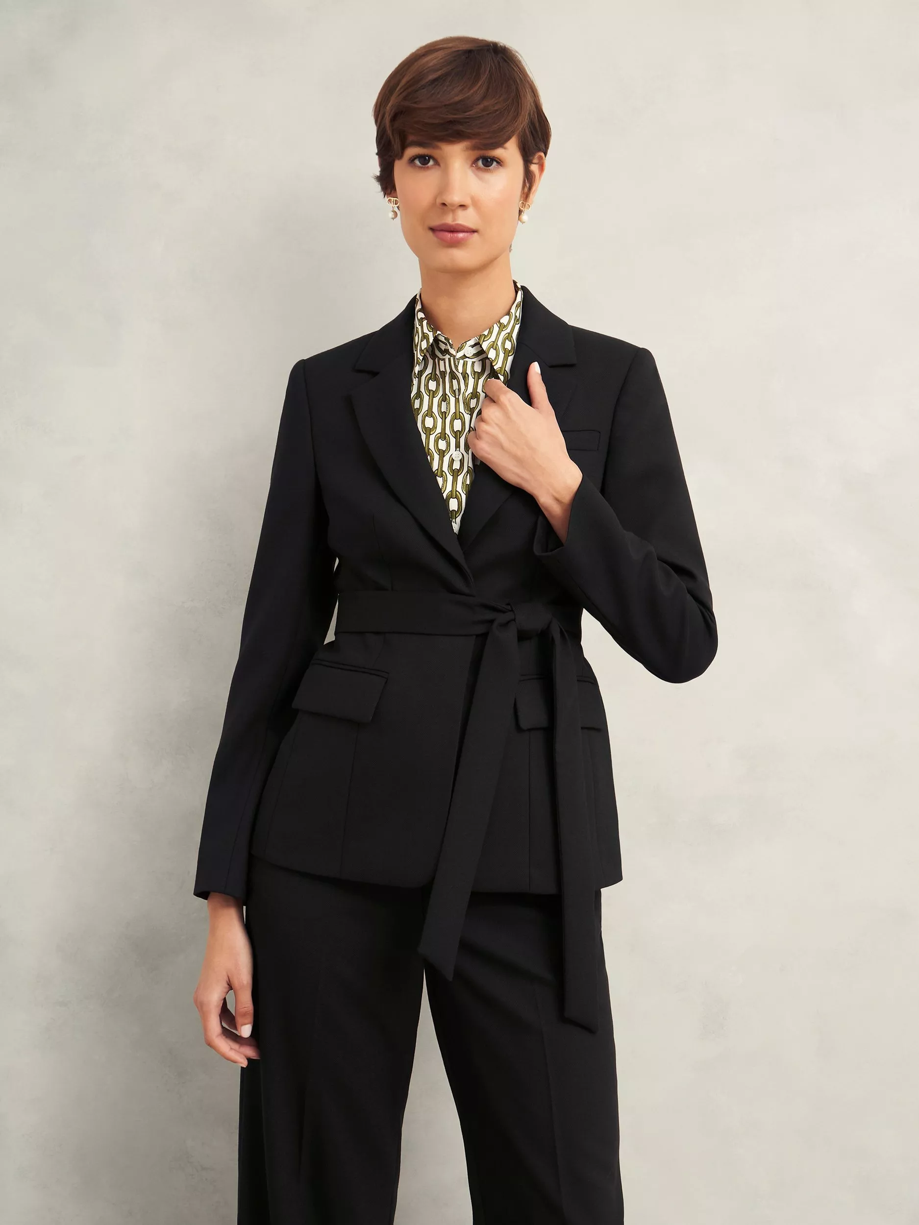 Hobbs Casey Belted Wool Blend Jacket, Black - Image 1