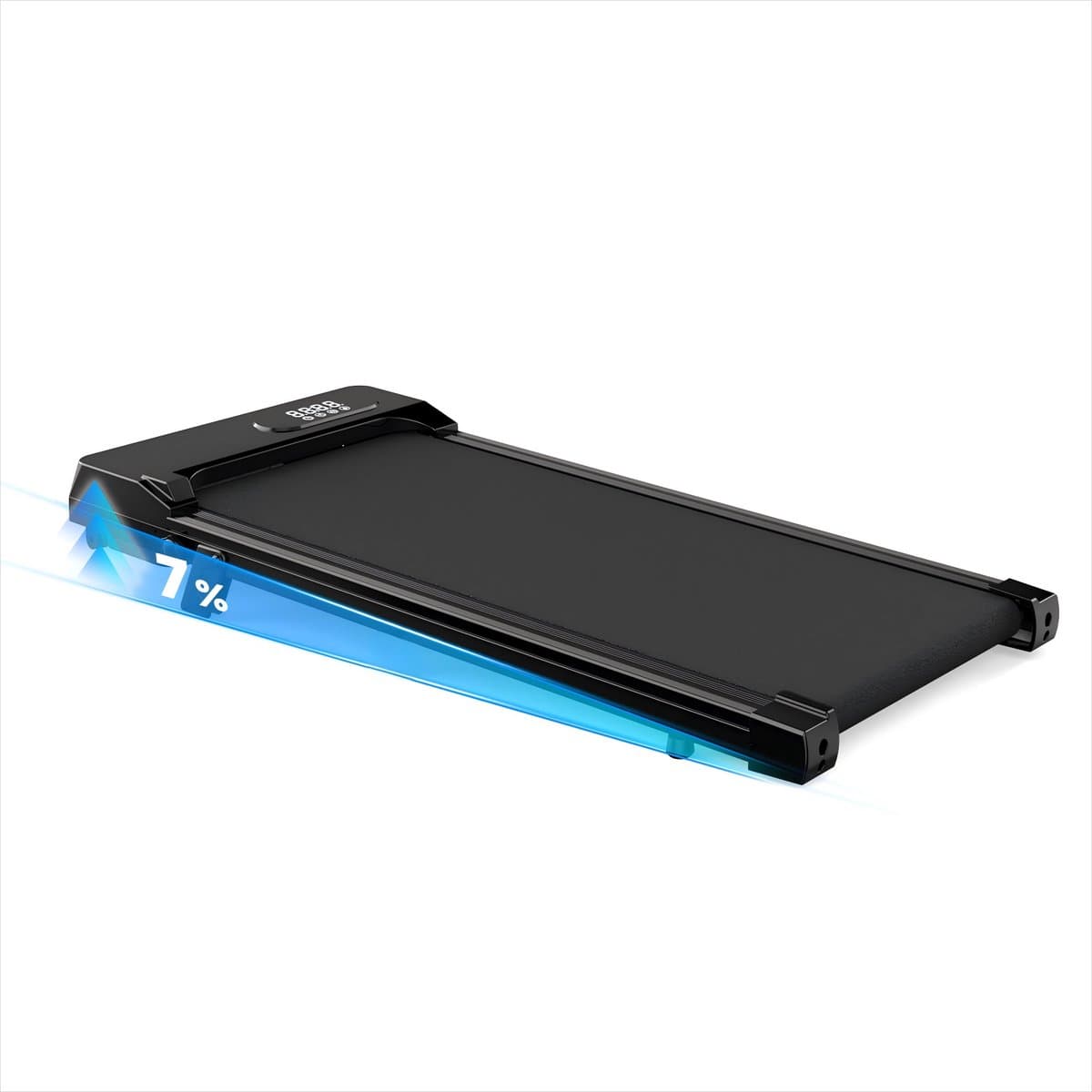 Draagbare loopband met 7% helling - Elektrische loopband - Wandelpad 1-8 km/u - 2.5HP - Met afstandsbediening en LCD-scherm - Zwart - Image 1