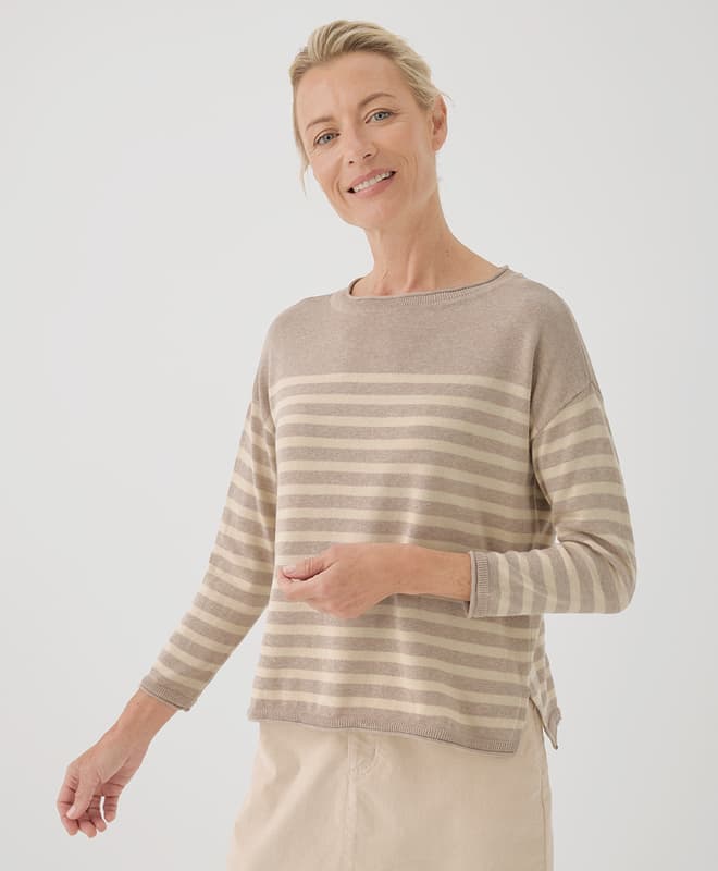 Classic Fine Knit Wide Neck Sweater by Pact