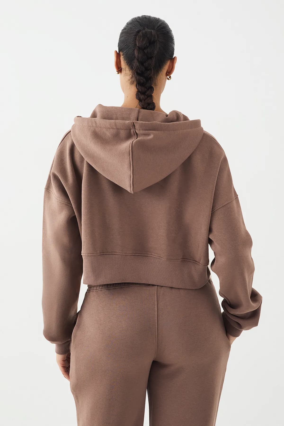 DSGN Studio Contrast Drawcord Boxy Crop Hoodie thumbnail 2
