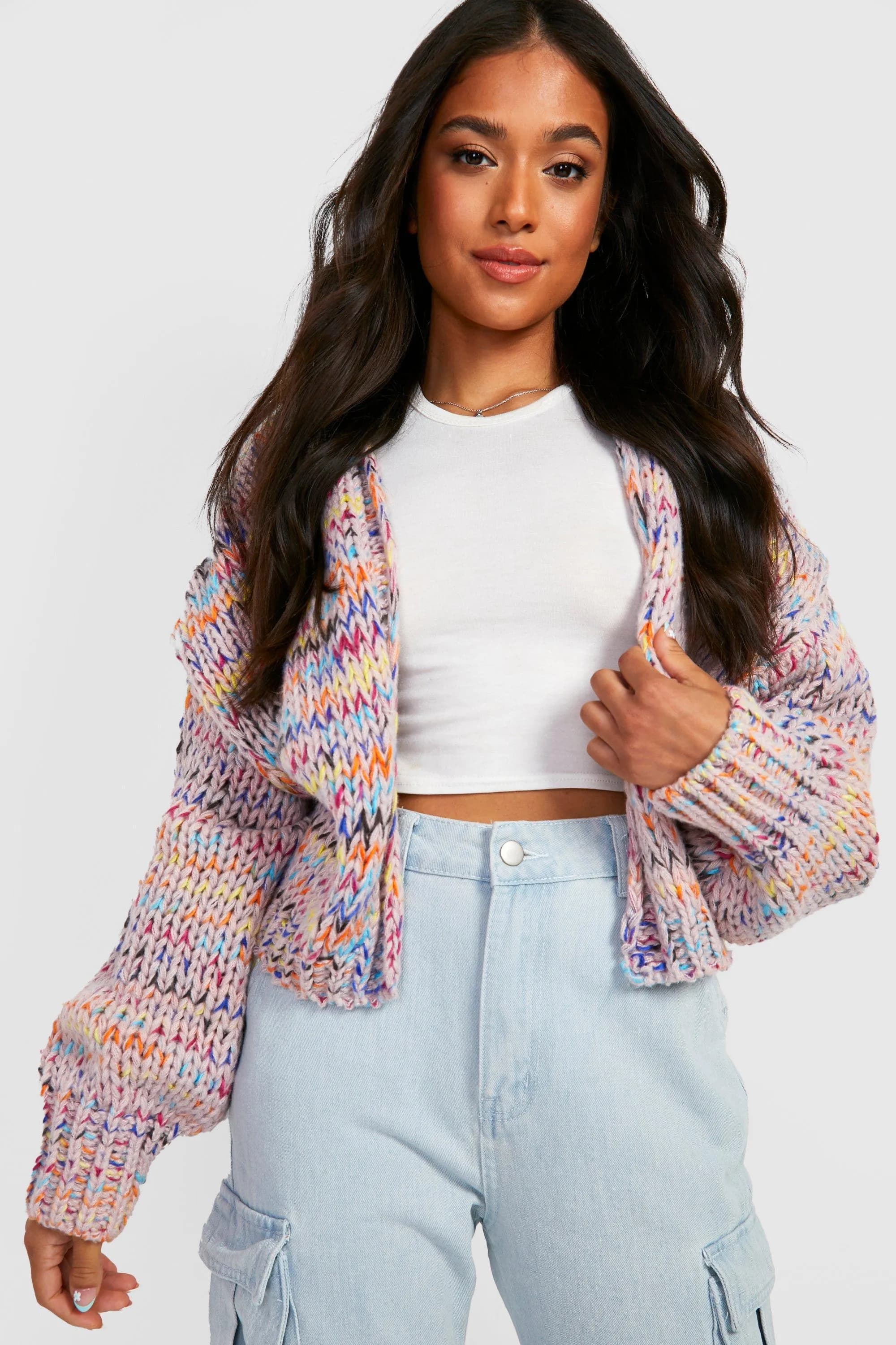 Petite Premium Chunky Multicoloured Cardigan - Image 1