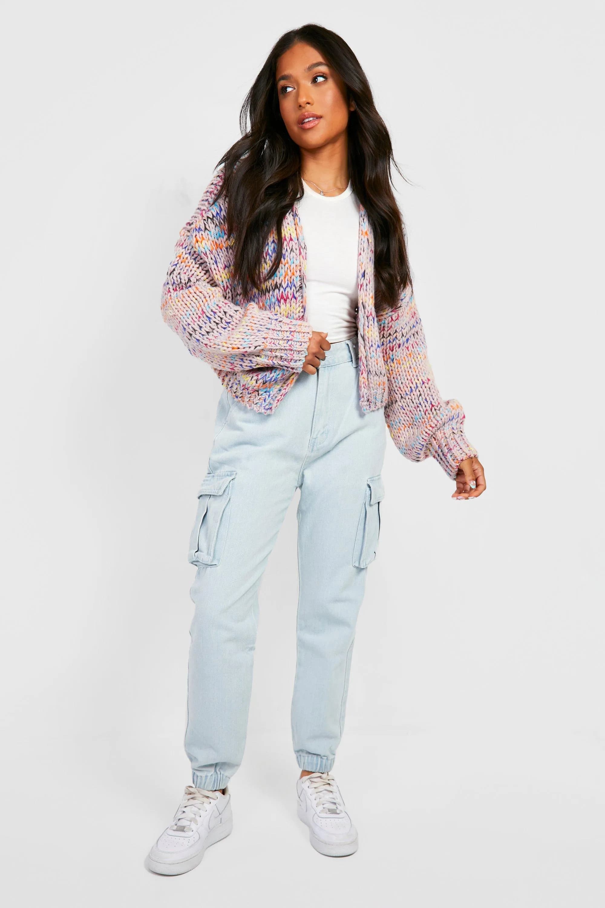 Petite Premium Chunky Multicoloured Cardigan thumbnail 3