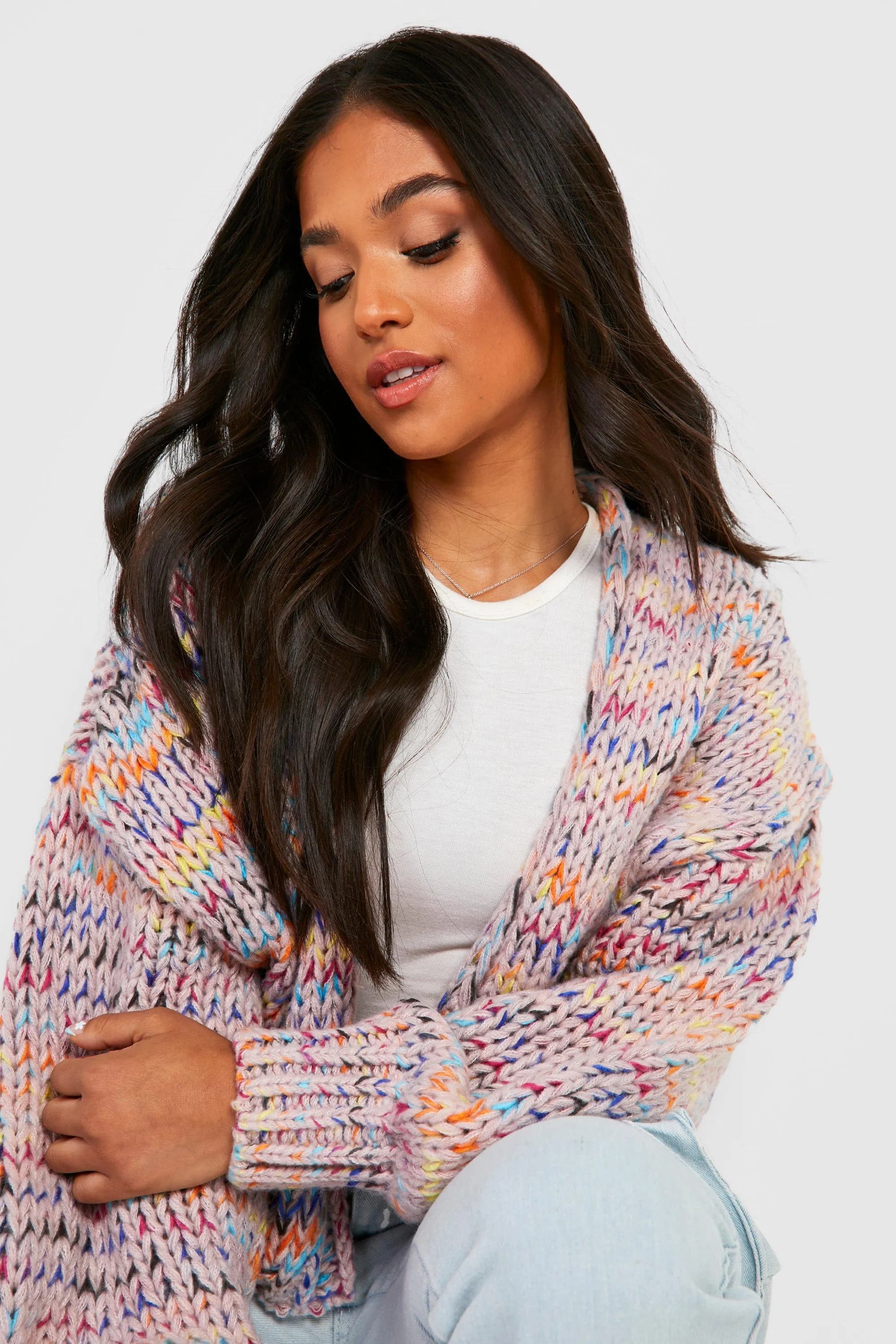 Petite Premium Chunky Multicoloured Cardigan thumbnail 4