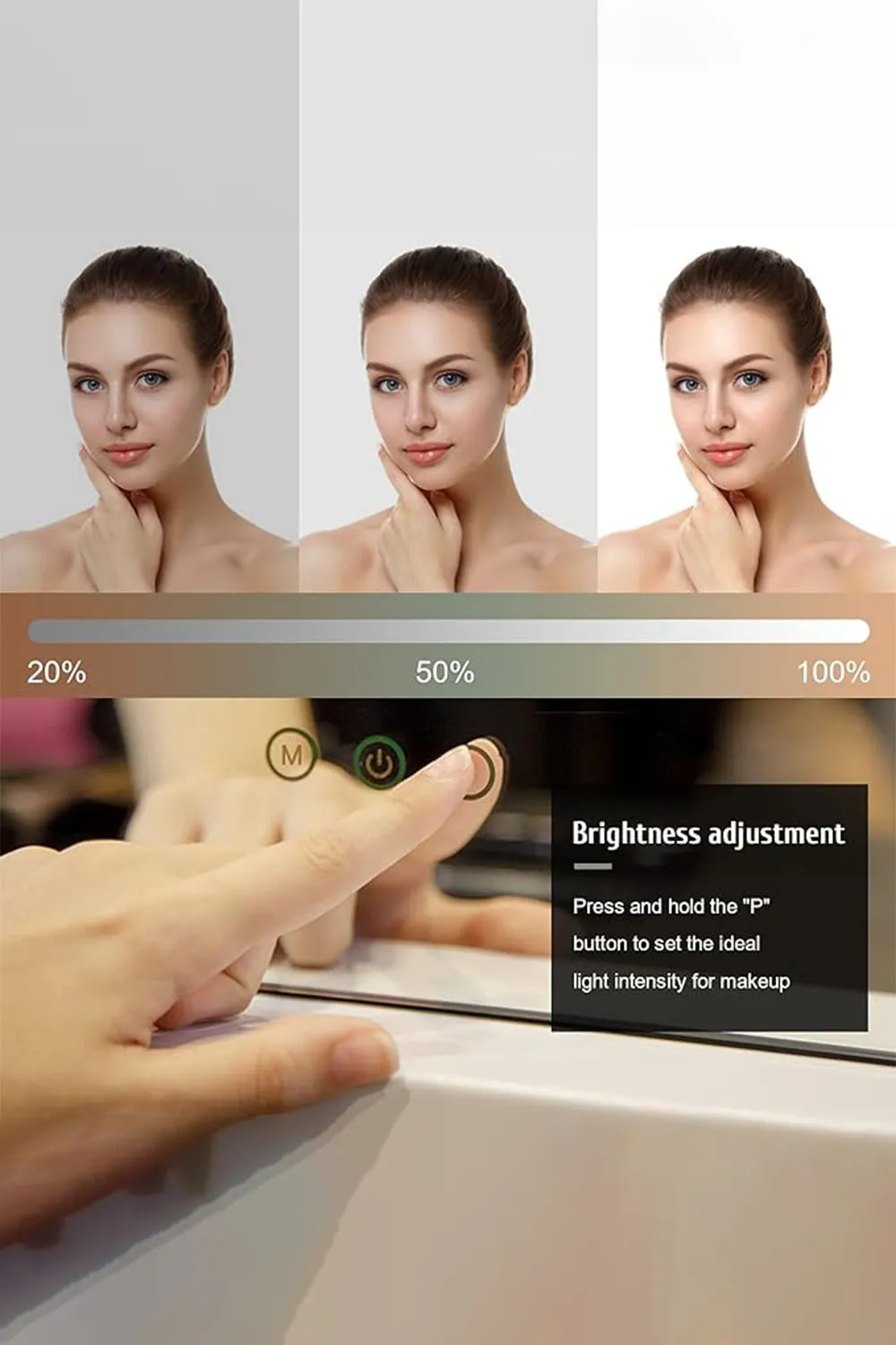 Vanity Mirror with Lights,3 Lighting Modes,Touch Screen Control,Tabletop Cosmetic Mirror For Bedroom thumbnail 5