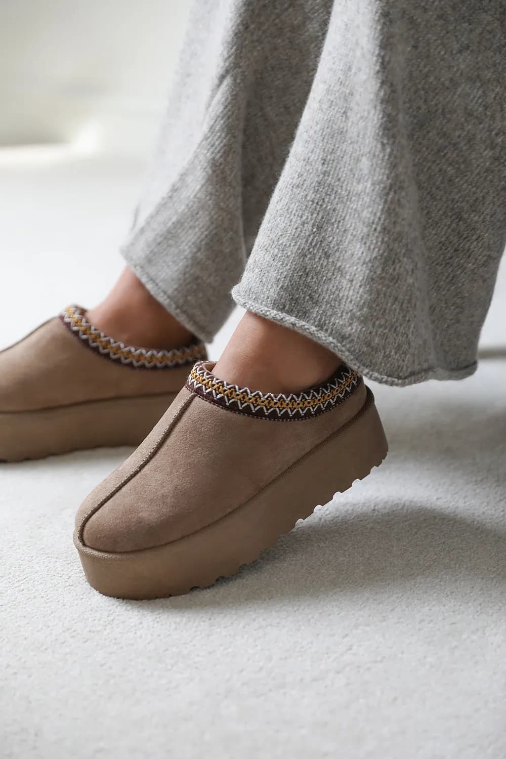 'Freeze' Flatform Embroidered Low Ankle Slipper Boots - Image 1