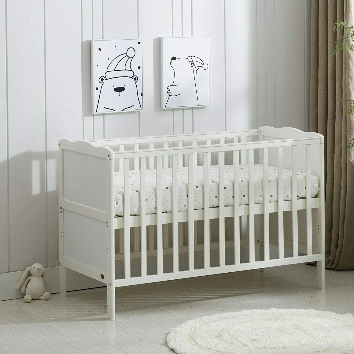 CozyCubs Wooden Baby Cot Bed with Drawer and mattress Orlando thumbnail 2