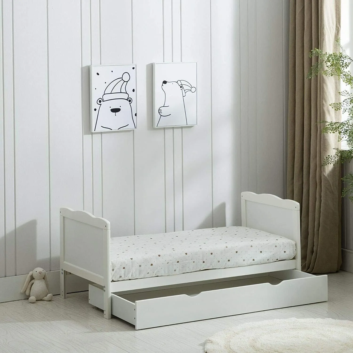 CozyCubs Wooden Baby Cot Bed with Drawer and mattress Orlando thumbnail 4