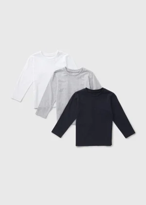 3 Pack Boys Monochrome Long Sleeve T-Shirts (1-7yrs) - Image 1