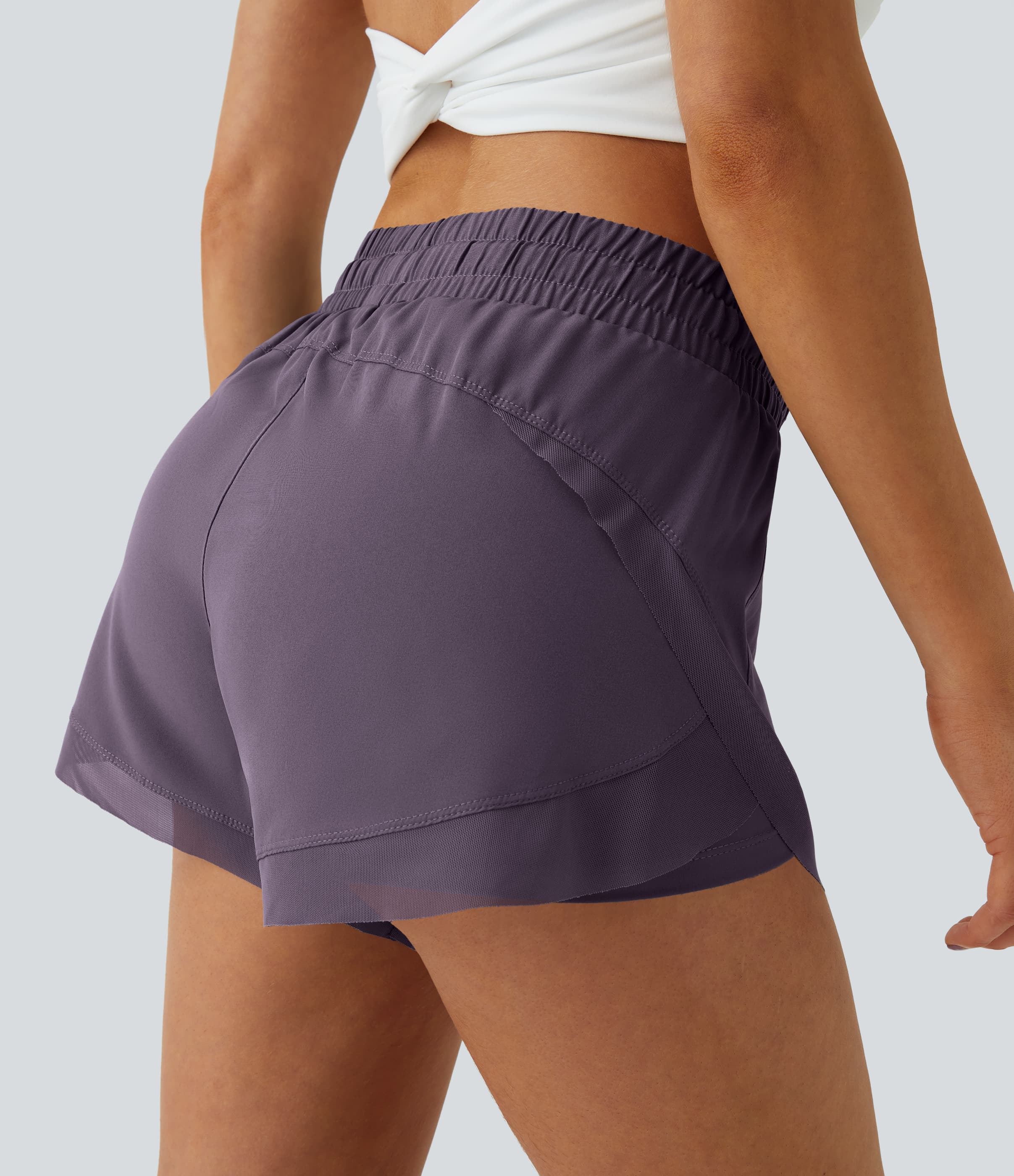 Mid Rise Drawstring Contrast Mesh 2-in-1 Flowy Running Shorts 3'' thumbnail 9