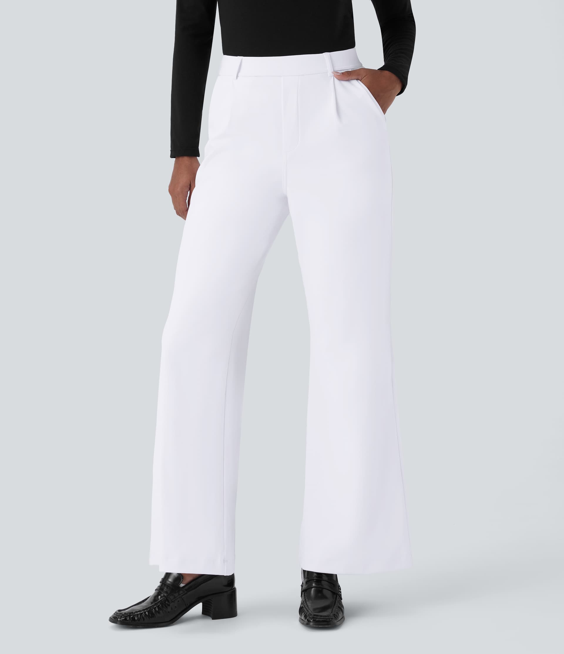 High Waisted Pocket Work Flare Pants thumbnail 14