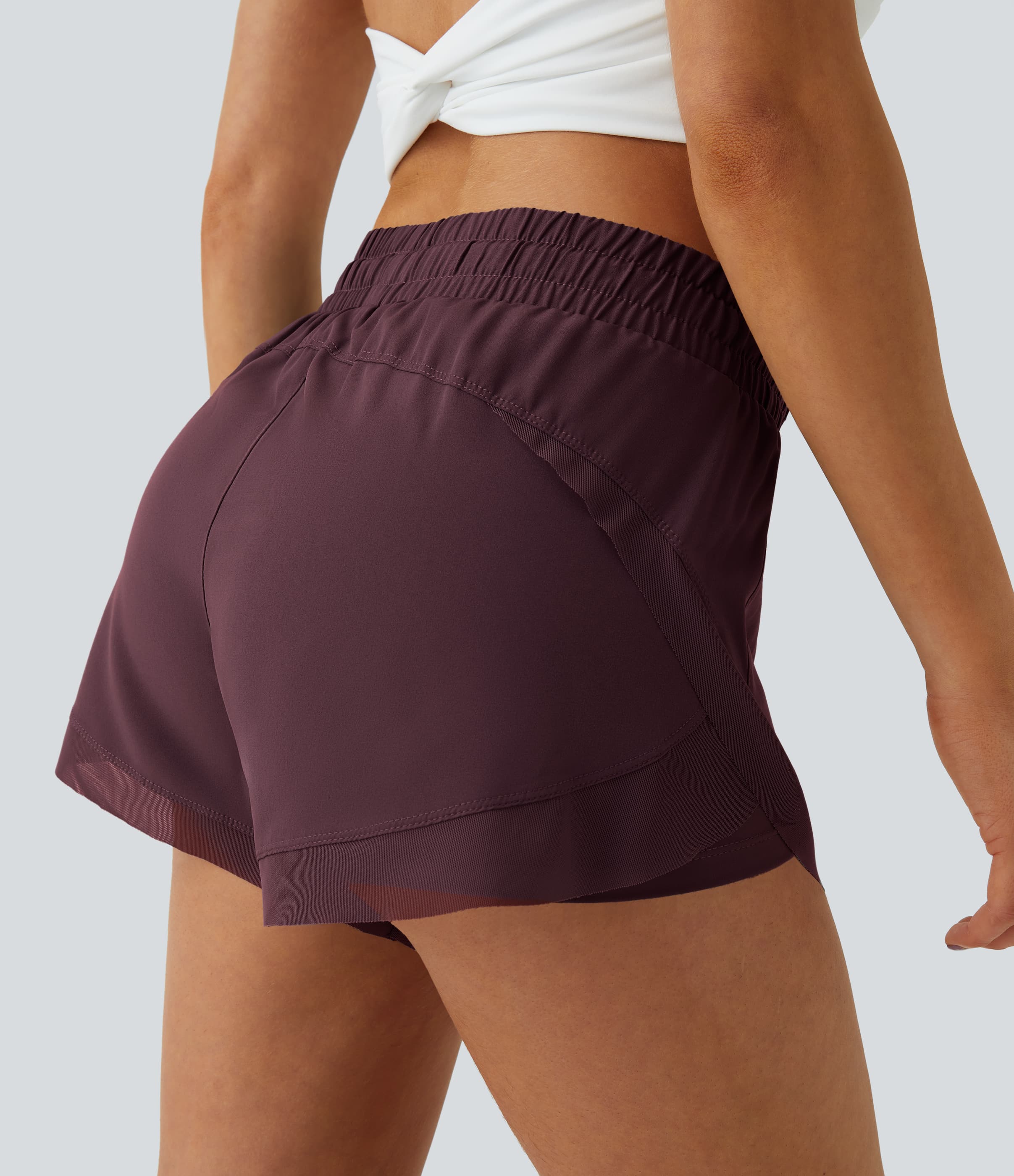 Mid Rise Drawstring Contrast Mesh 2-in-1 Flowy Running Shorts 3'' thumbnail 7