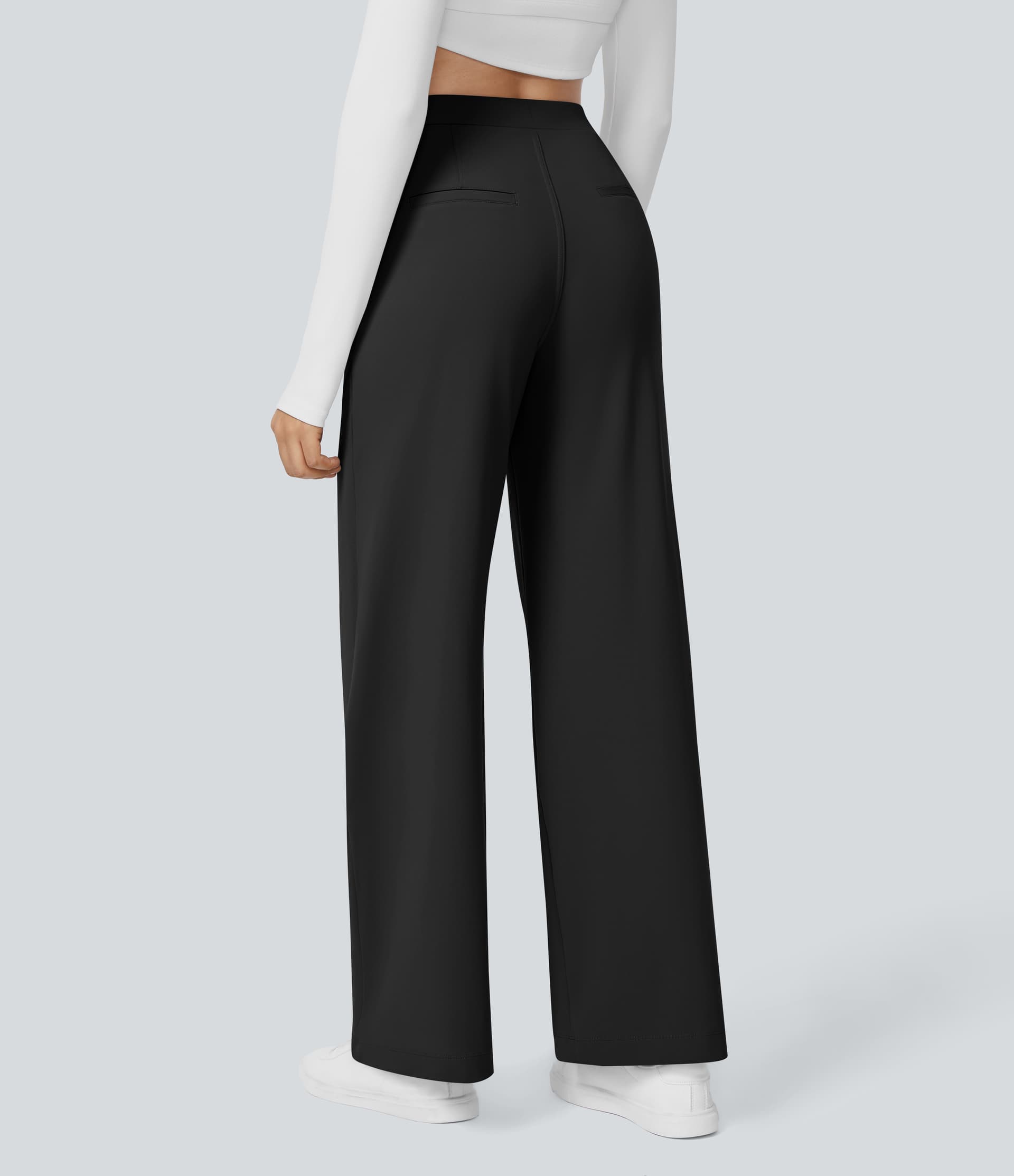 High Waisted Pocket Straight Leg Work Pants thumbnail 3