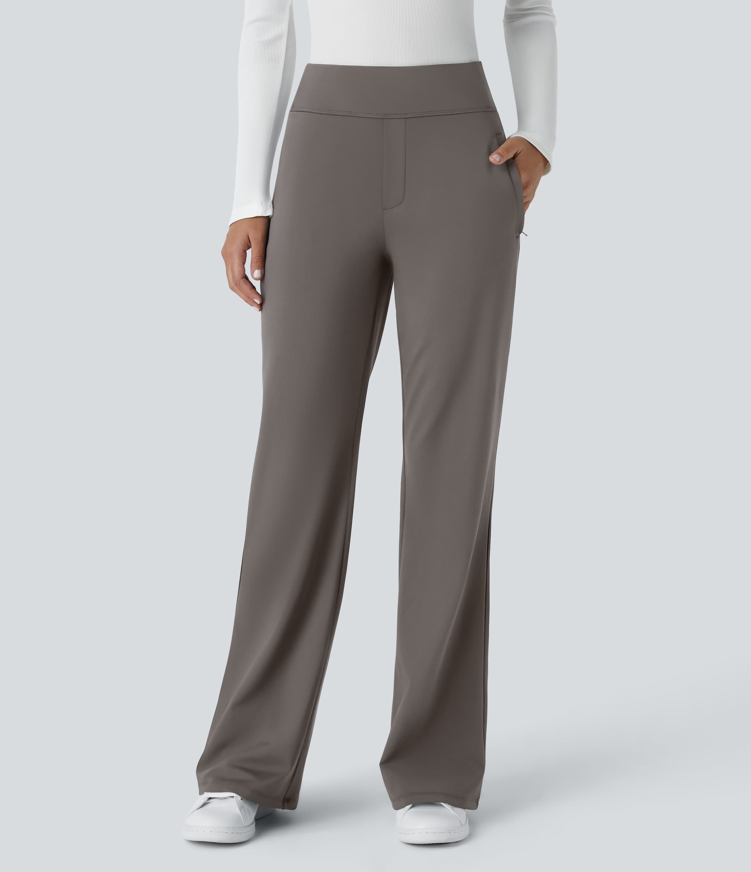 Halara Flex™ High Waisted Side Zipper Pocket Work Flare Pants thumbnail 8