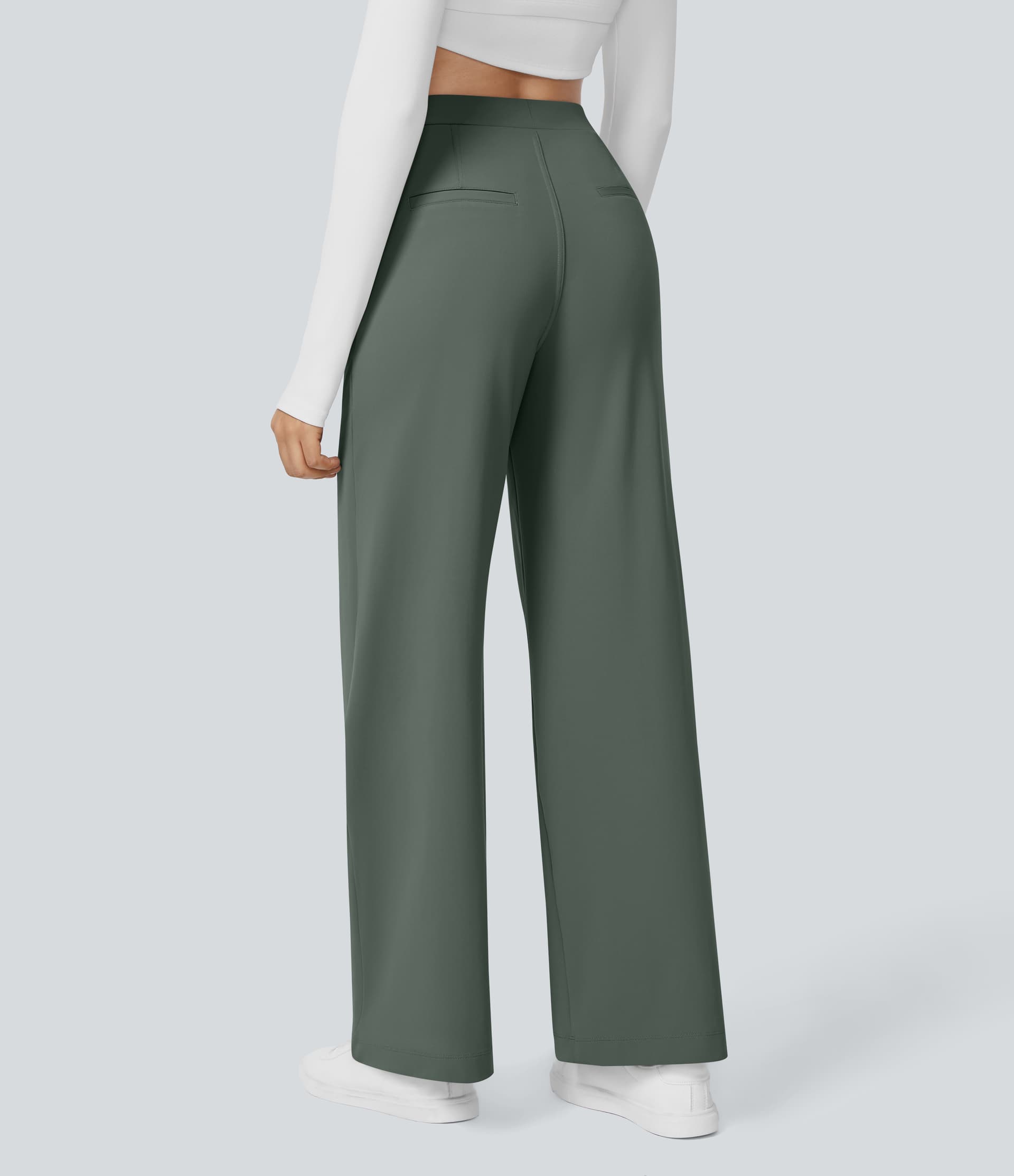 High Waisted Pocket Straight Leg Work Pants thumbnail 12