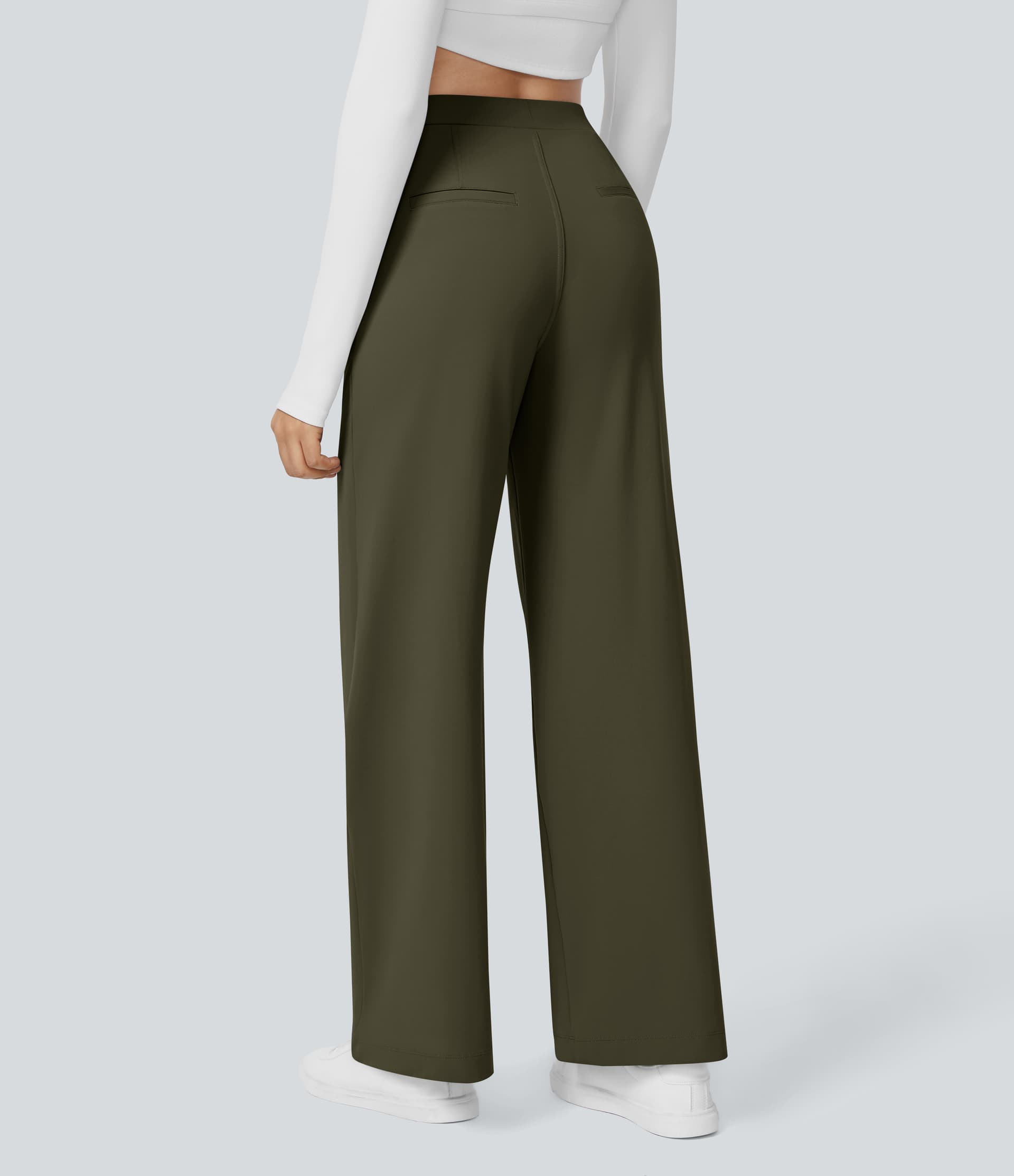 High Waisted Pocket Straight Leg Work Pants thumbnail 9