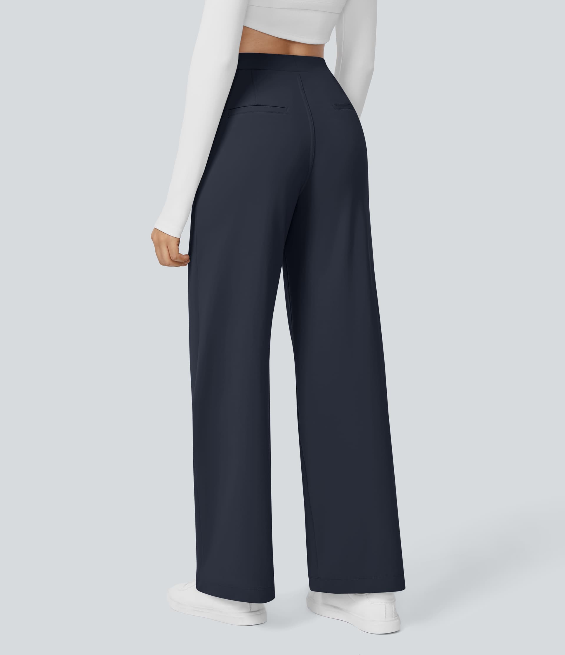 High Waisted Pocket Straight Leg Work Pants thumbnail 4