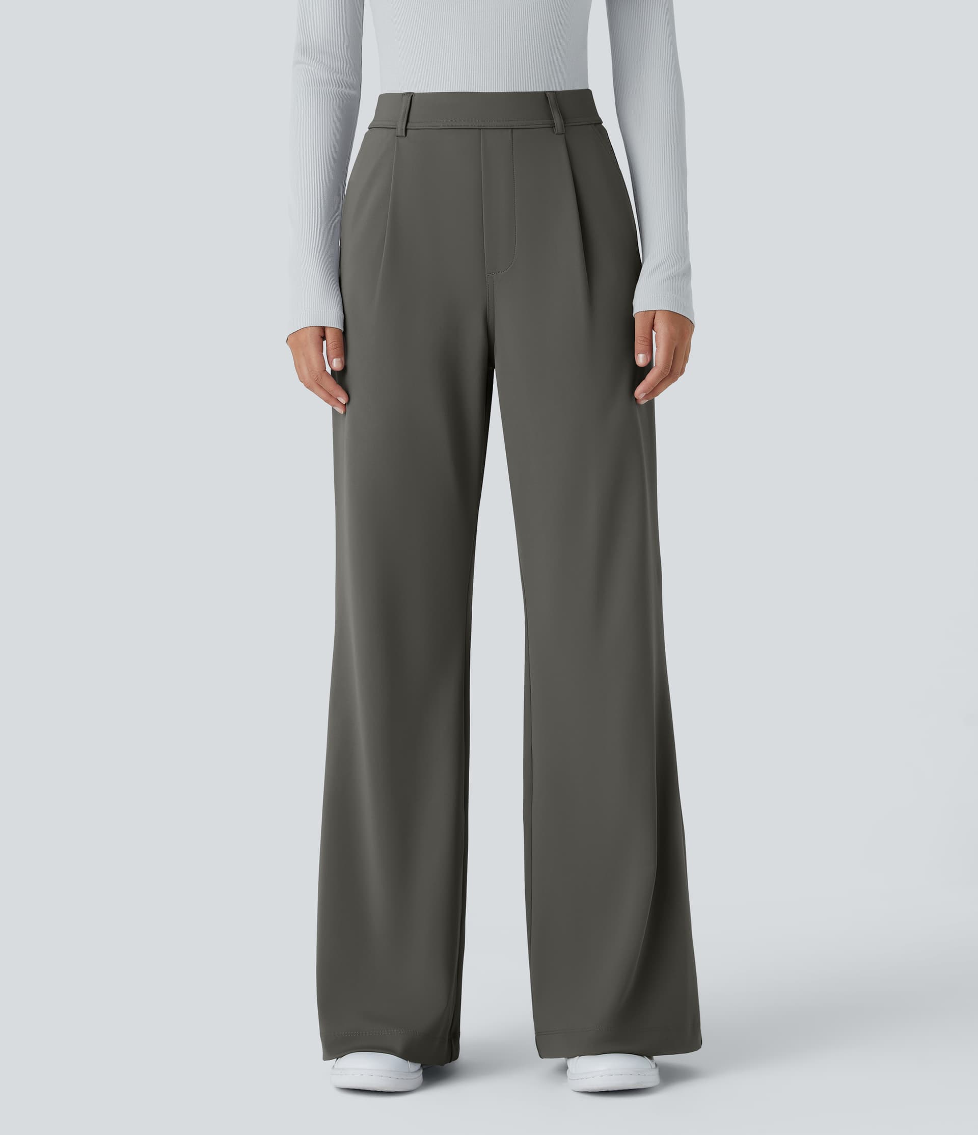 High Waisted Pocket Work Flare Pants thumbnail 9