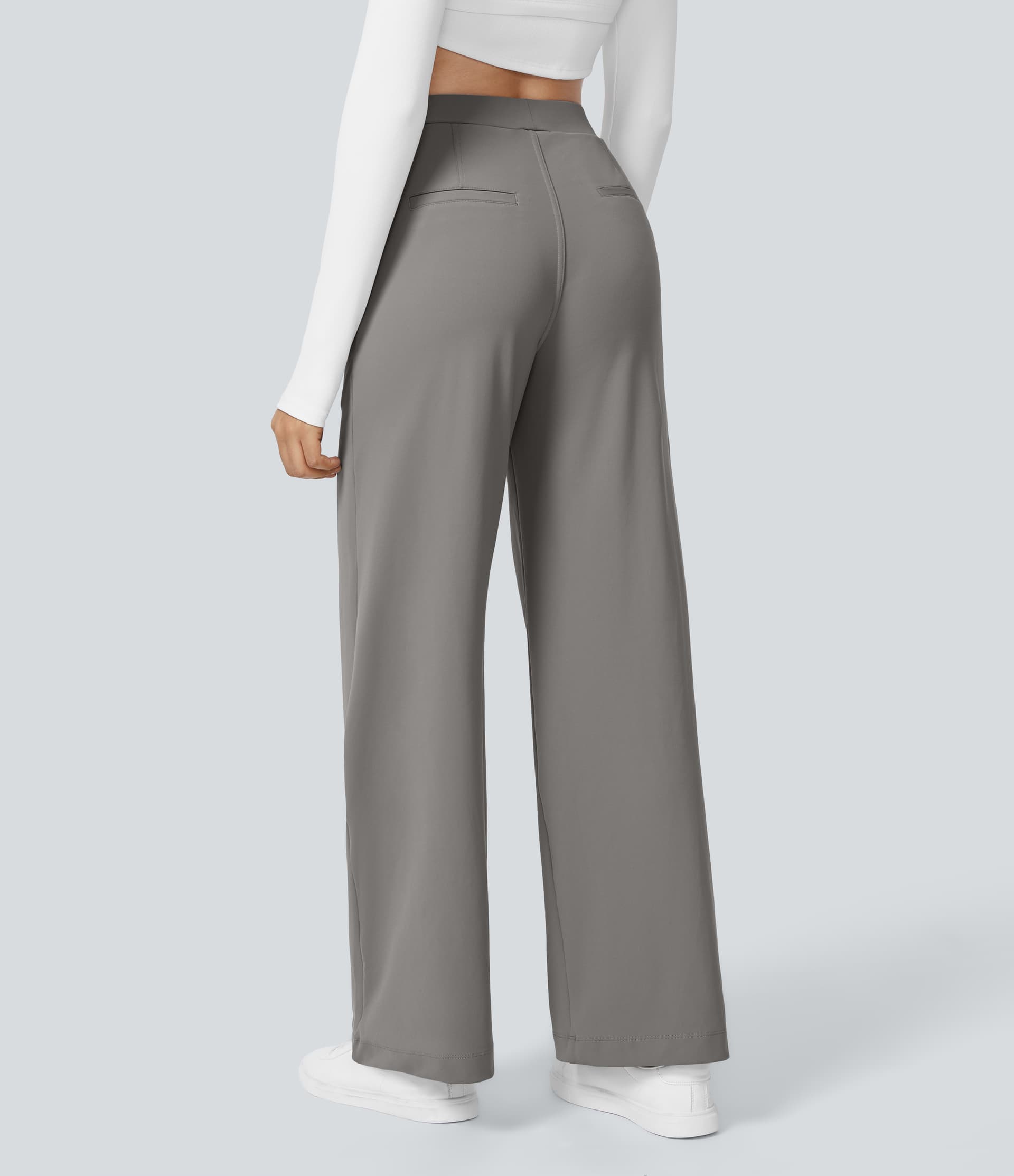 High Waisted Pocket Straight Leg Work Pants - Image 1