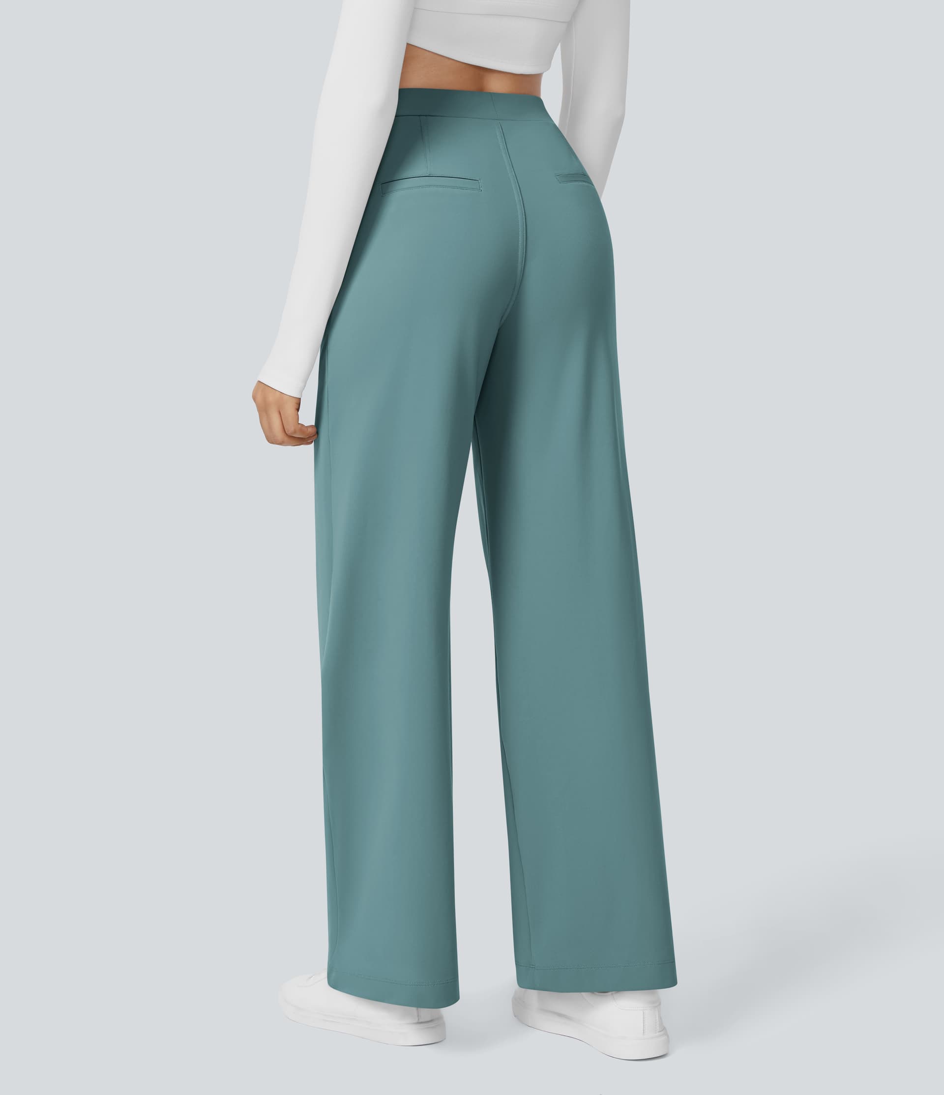 High Waisted Pocket Straight Leg Work Pants thumbnail 24