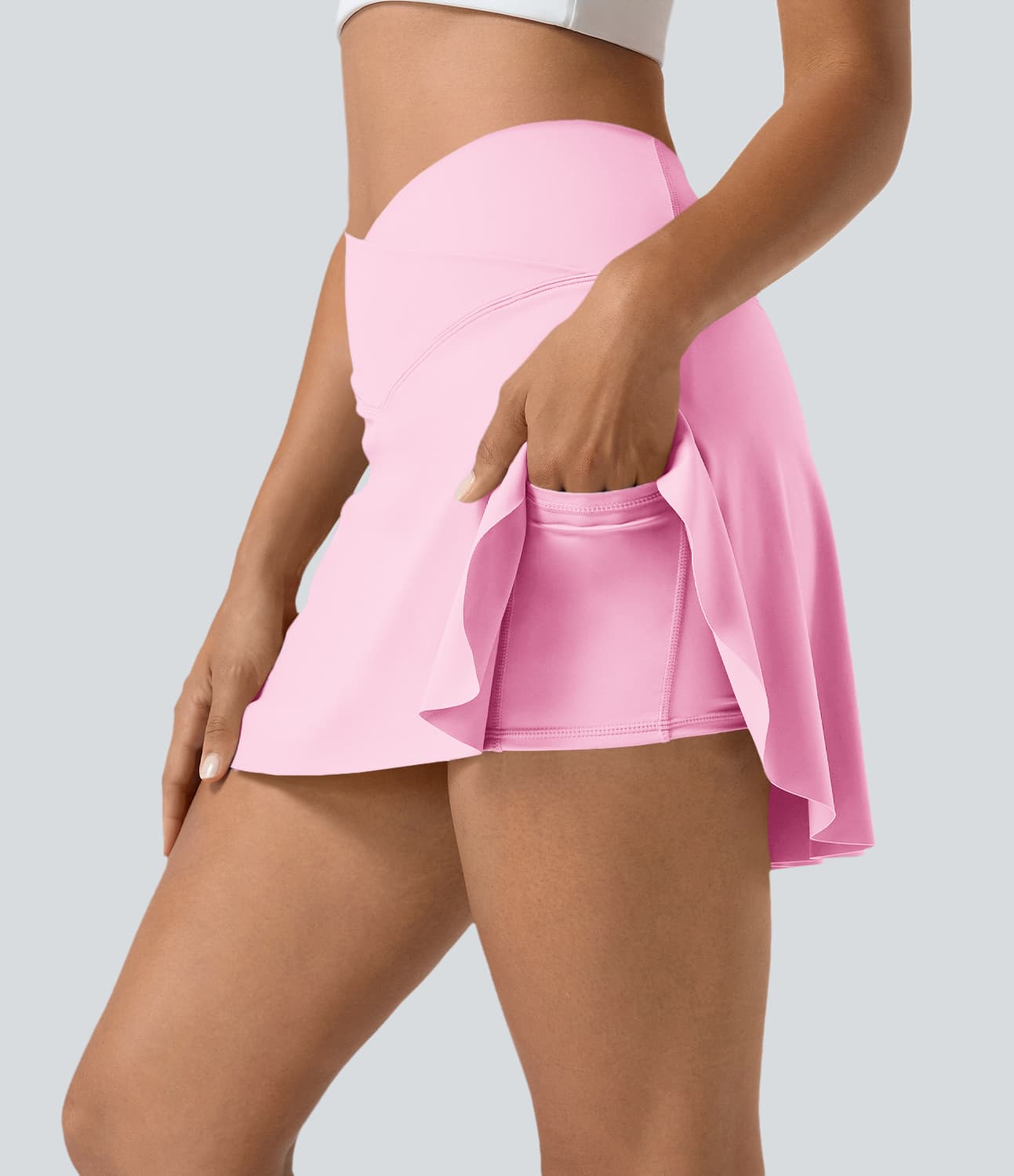 Everyday SoftlyZero™ Airy Crossover 2-in-1 Side Pocket Cool Touch Mini Tennis Skirt-Lucid-UPF50+
