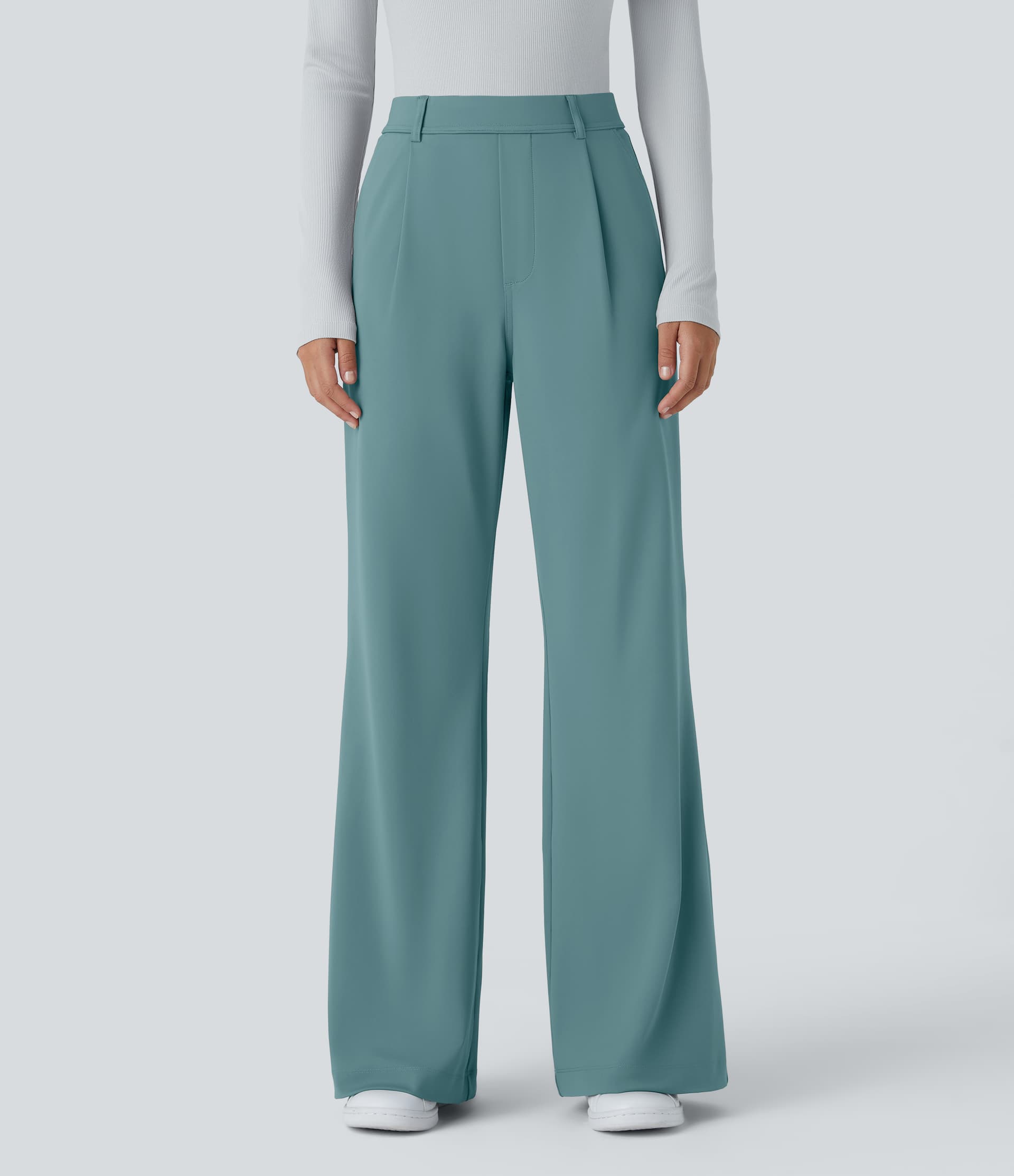 High Waisted Pocket Work Flare Pants thumbnail 4