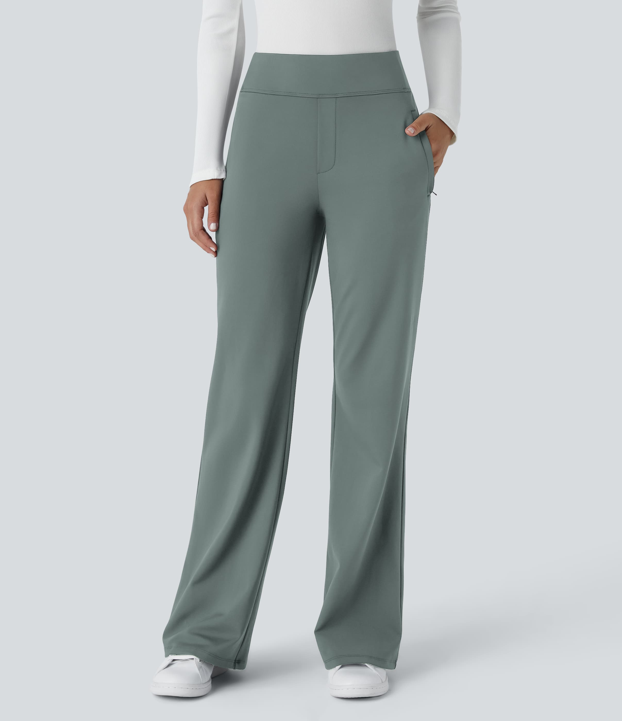 Halara Flex™ High Waisted Side Zipper Pocket Work Flare Pants thumbnail 7