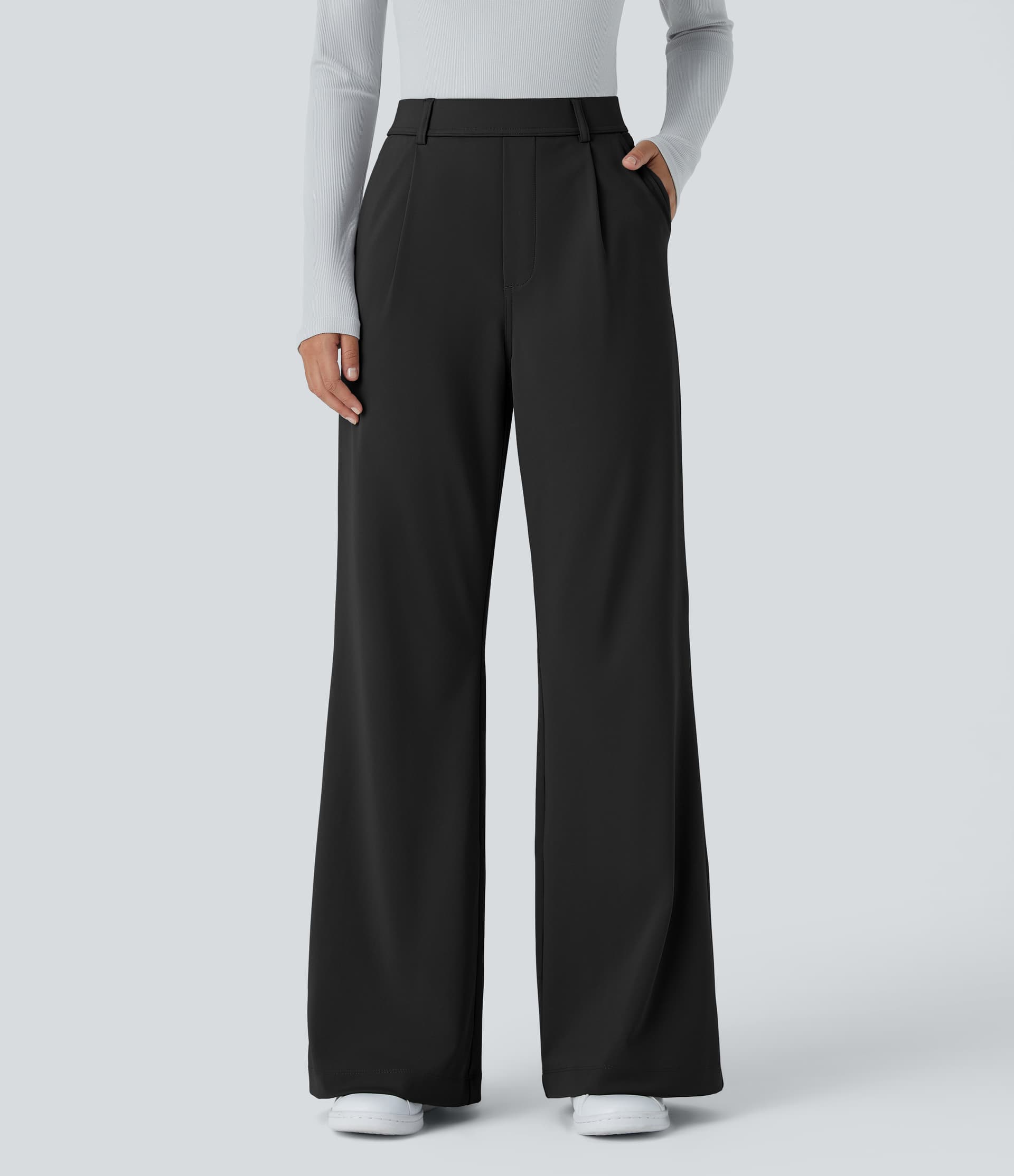 High Waisted Pocket Work Flare Pants thumbnail 6
