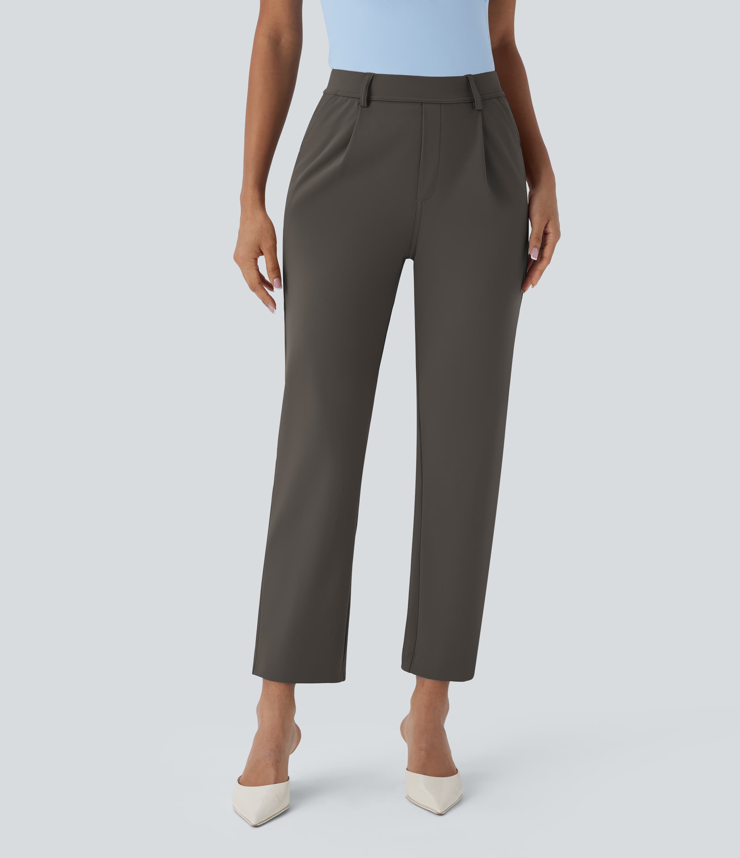 High Waisted Pocket Ankle Length Tapered Work Pants thumbnail 5