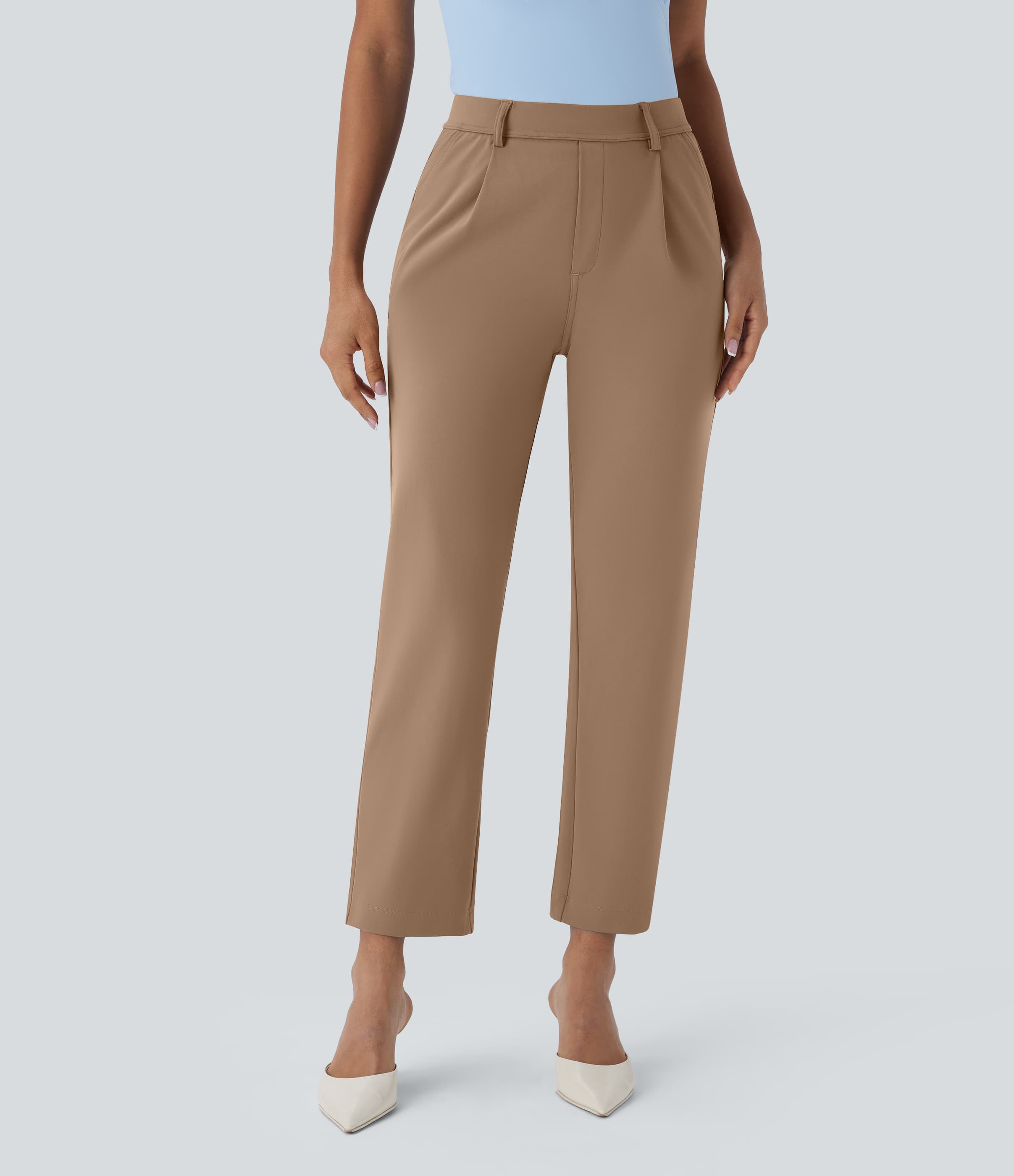 High Waisted Pocket Ankle Length Tapered Work Pants thumbnail 4