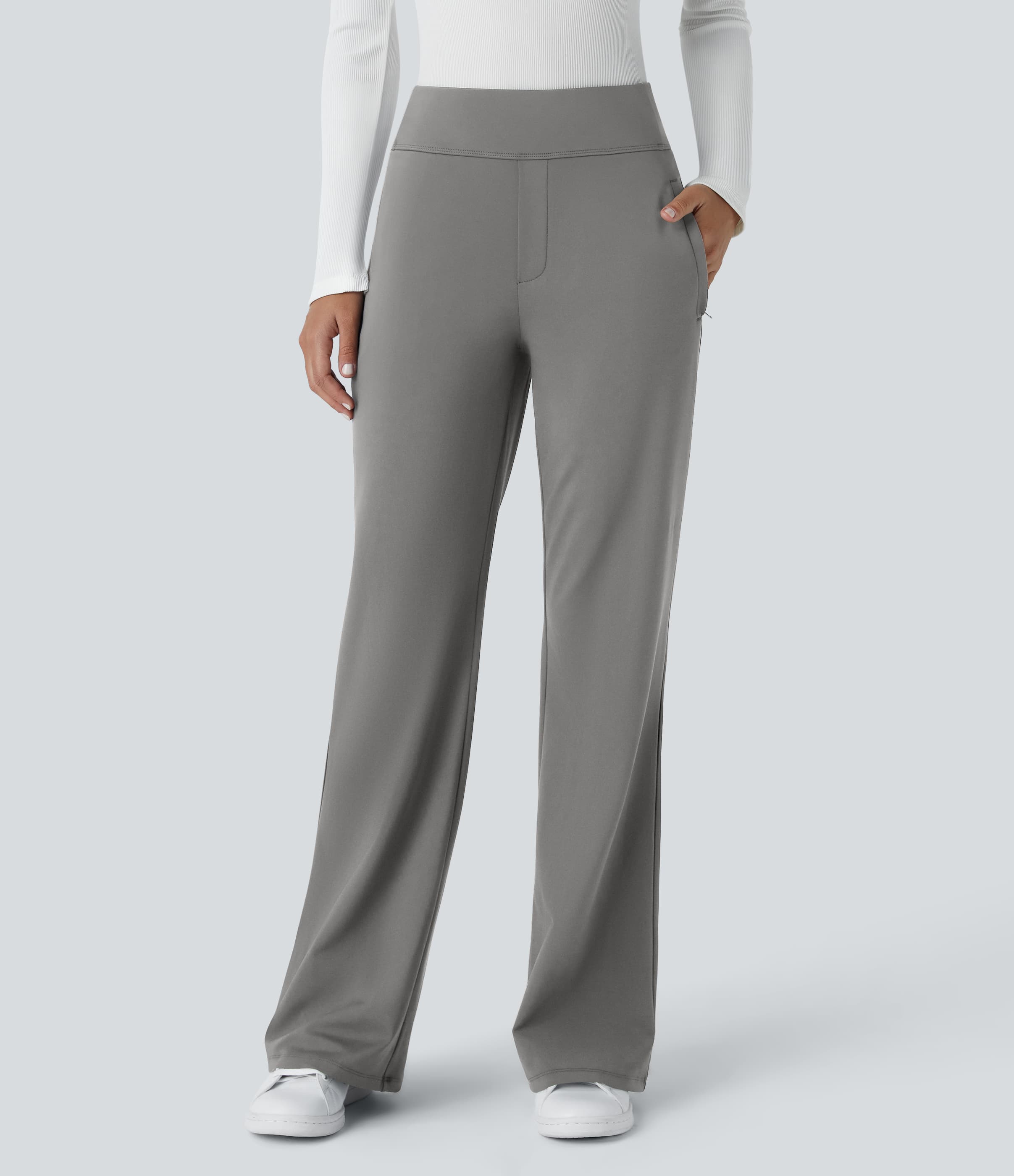 Halara Flex™ High Waisted Side Zipper Pocket Work Flare Pants thumbnail 4