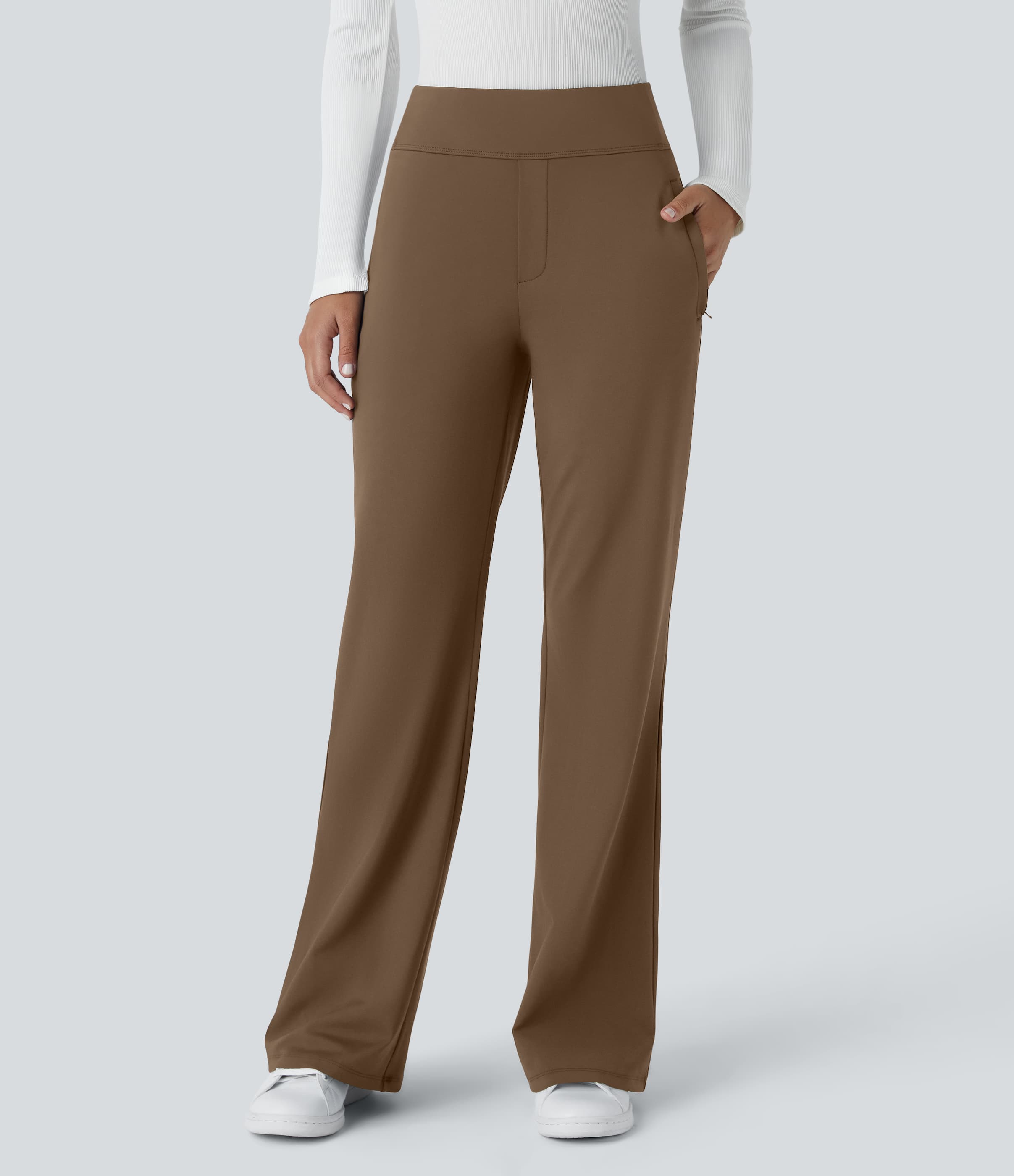 Halara Flex™ High Waisted Side Zipper Pocket Work Flare Pants thumbnail 6