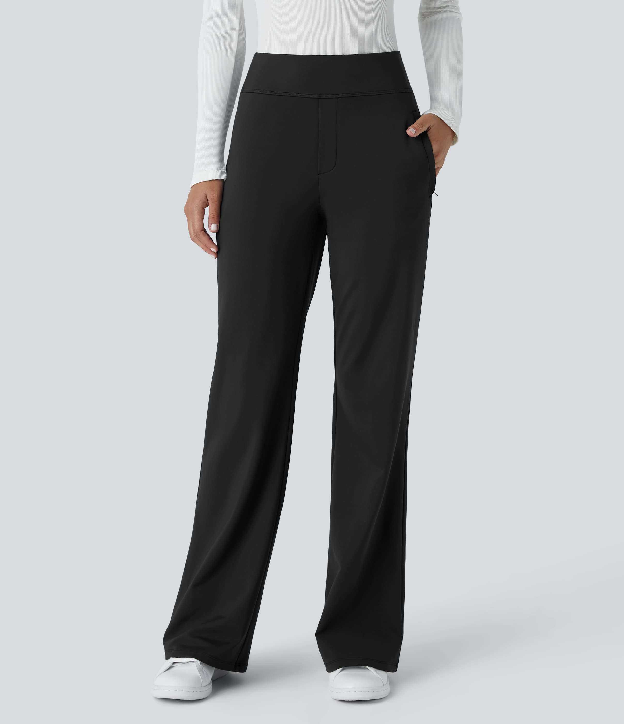 Halara Flex™ High Waisted Side Zipper Pocket Work Flare Pants thumbnail 3