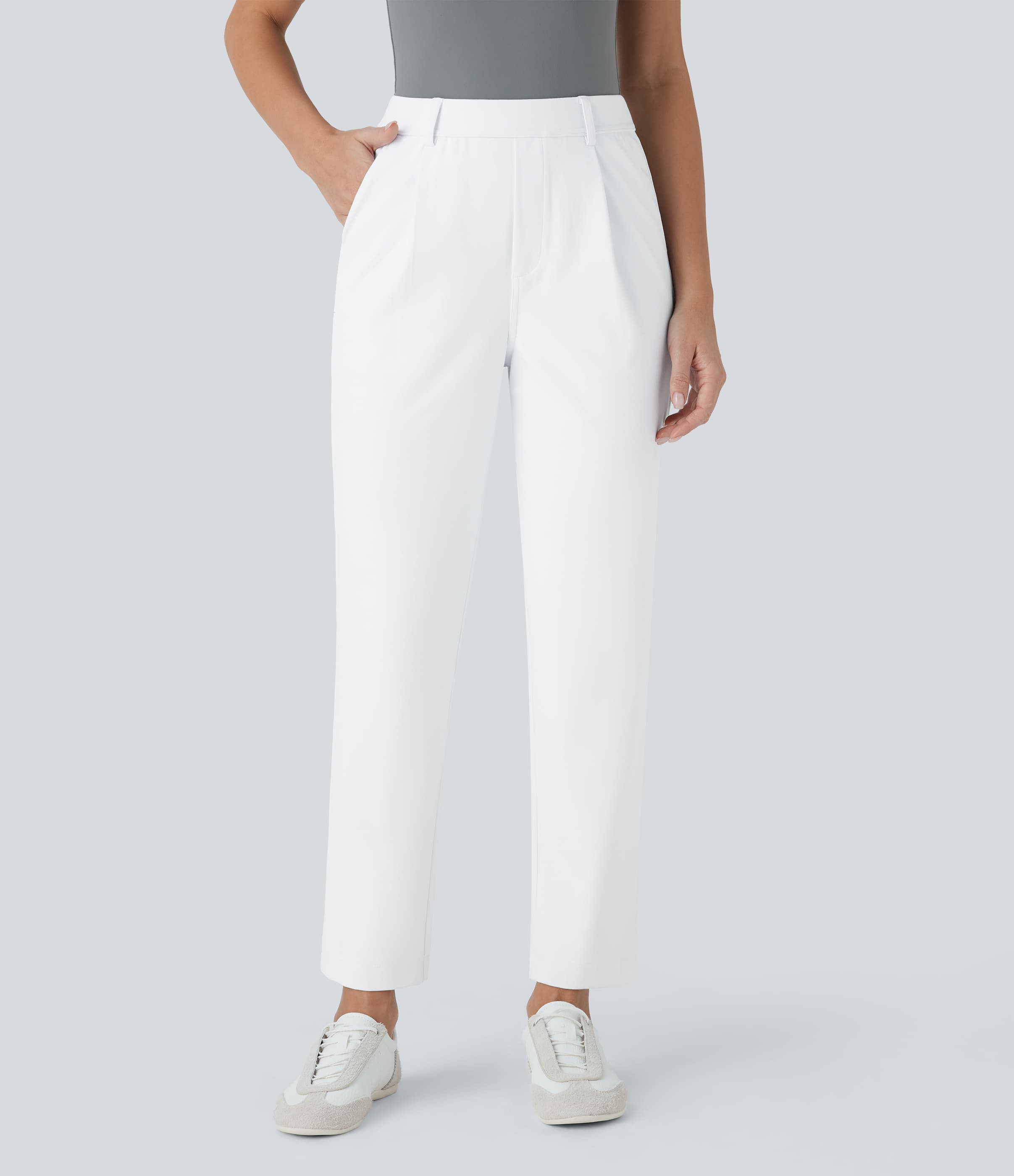 High Waisted Pocket Ankle Length Tapered Work Pants thumbnail 10