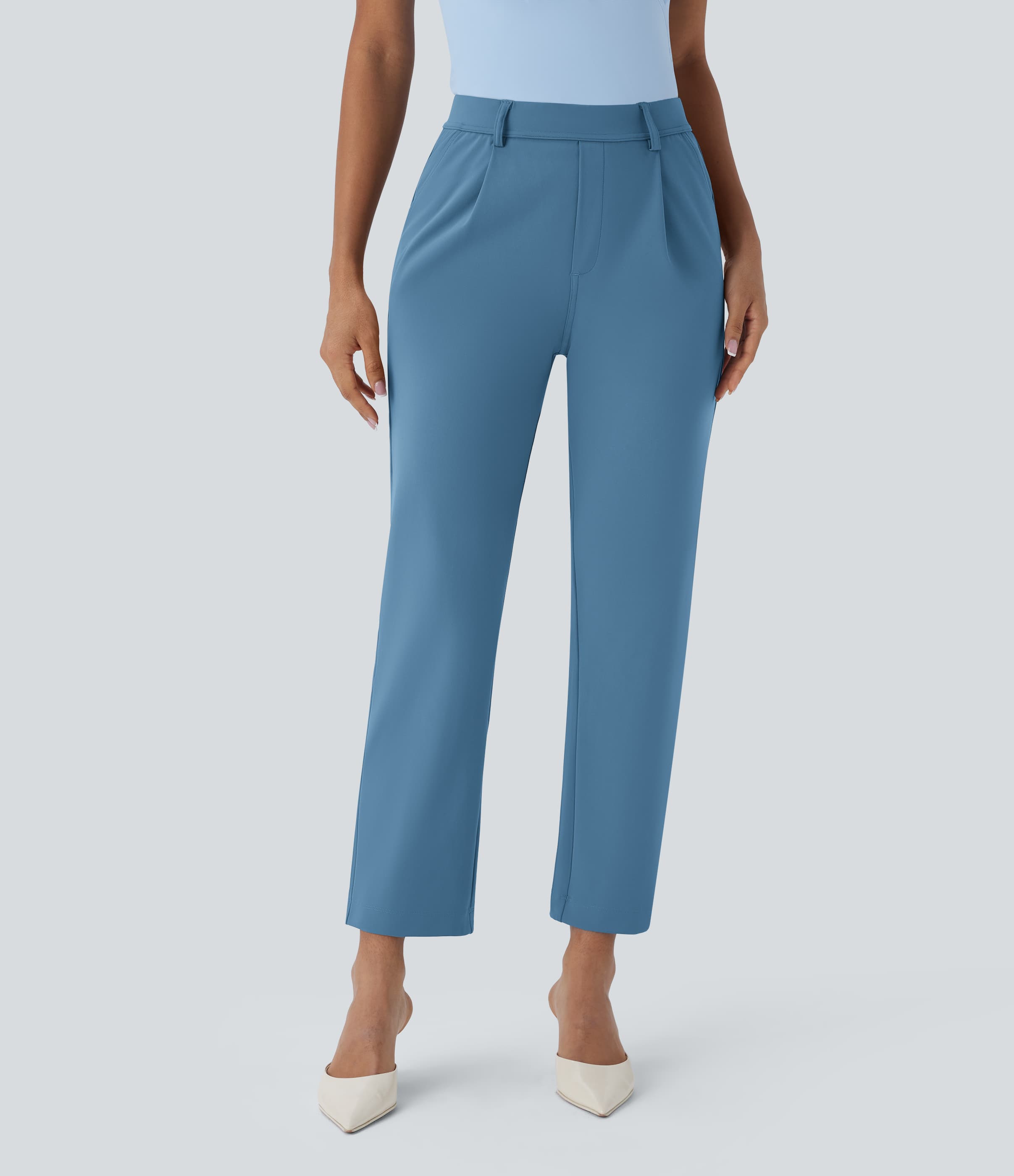 High Waisted Pocket Ankle Length Tapered Work Pants thumbnail 8